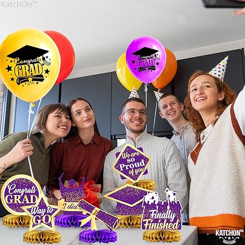 Miniatura 9 de KatchOn, Centros de mesa de graduación morados para mesas 2023  Paquete de 9  Centros de mesa de graduación de panal para decoraciones de graduación