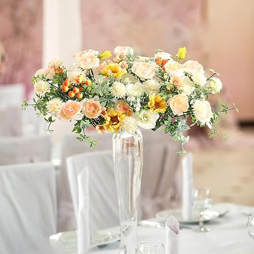 Miniatura 4 de Juego de 75 flores artificiales de aspecto real con tallos, ramos de boda, centros de mesa, baby shower, fiesta, decoración de mesas del hogar