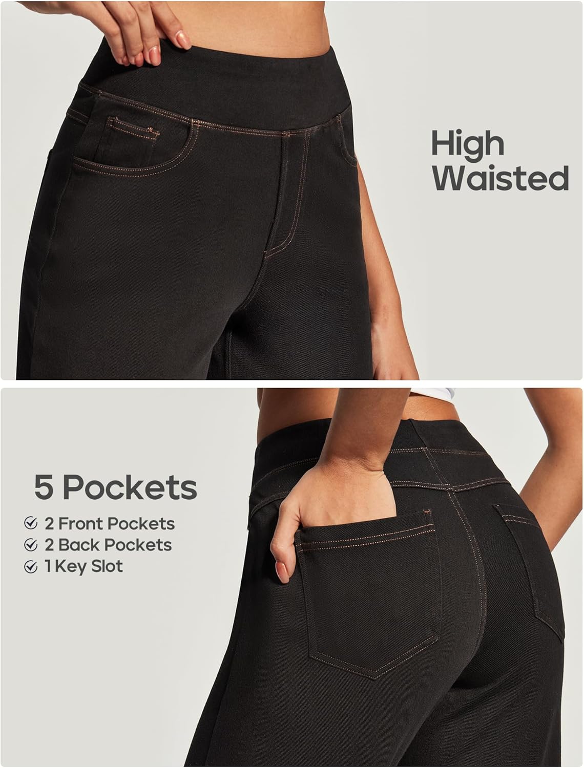 Heathyoga Wide Leg Jeans Woman High Waist Pull On Baggy Jeans for Women Stretchy Jean Pants Straight Leg Denim Pants - Image 4