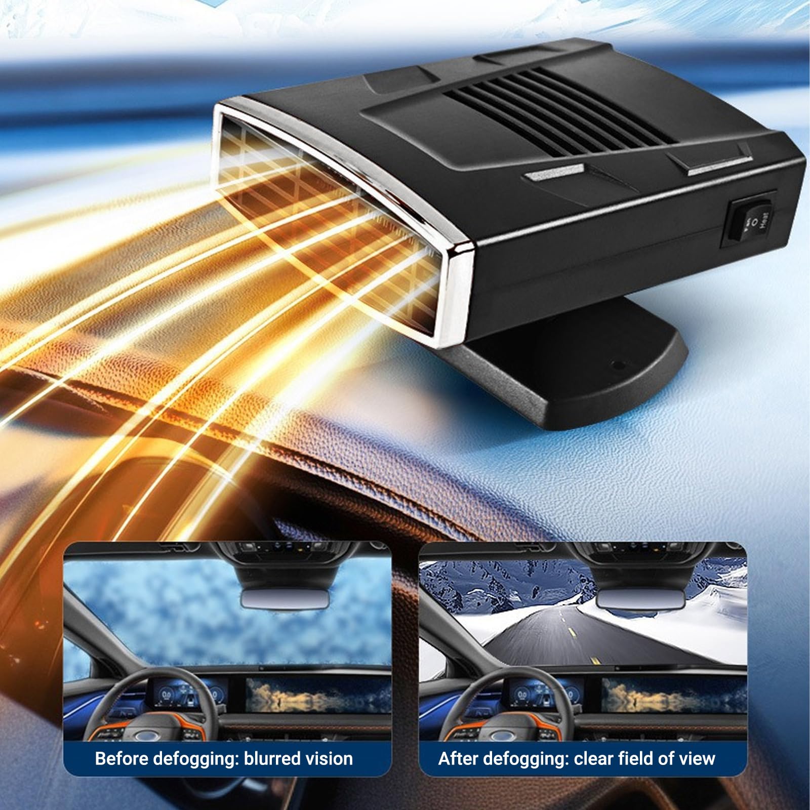 DAZZTIME Riscaldamento per Auto,Riscaldatore Portatile,Riscaldamento Rapido per Auto,Riscaldatore per Auto,Riscaldamento Rapido 2 in 1 e Funzione di Raffreddamento,Sbrinatore per Auto,per Auto
