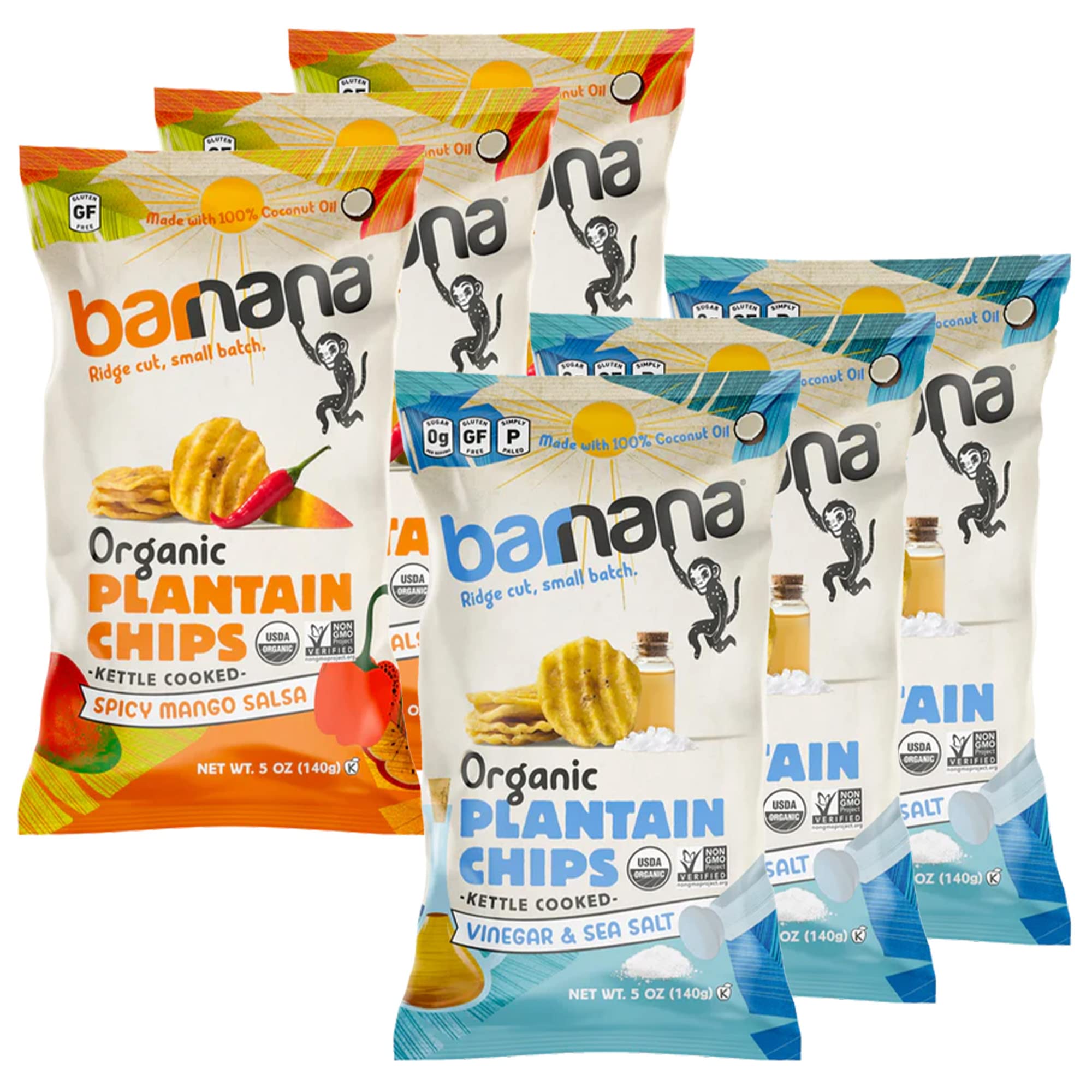 Barnana Sea Salt & Vinegar / 0.83 Ounce (Pack of 6) / Natural Dried Banana Chips
