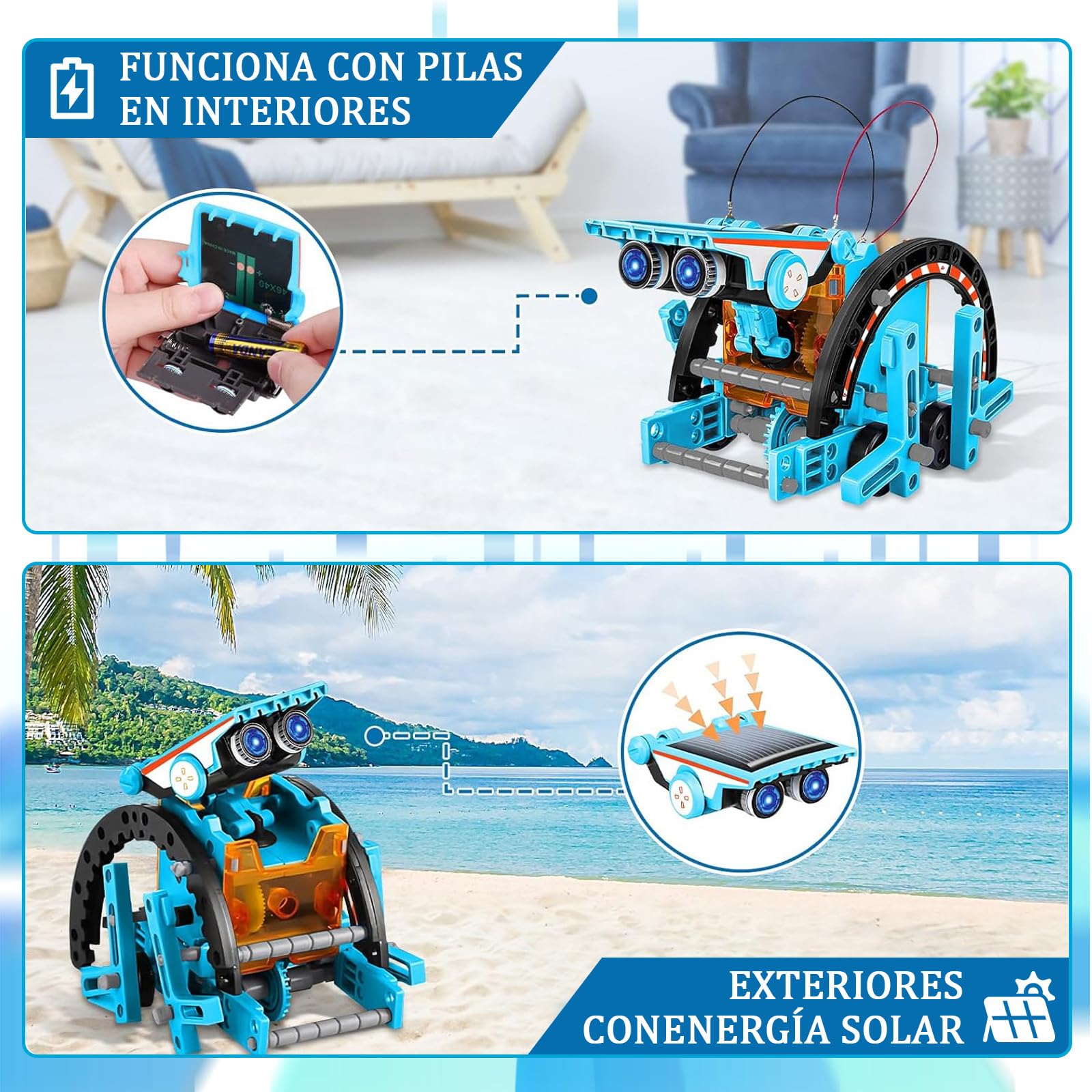 Kit de Robot Solar para Niños - 13 en 1 Juguete Educativo de Ciencia Juego de Juguetes de Ciencias de La Construcción - Kits de Robótica de Ciencias Educativas Regalos para Niños 8 Años