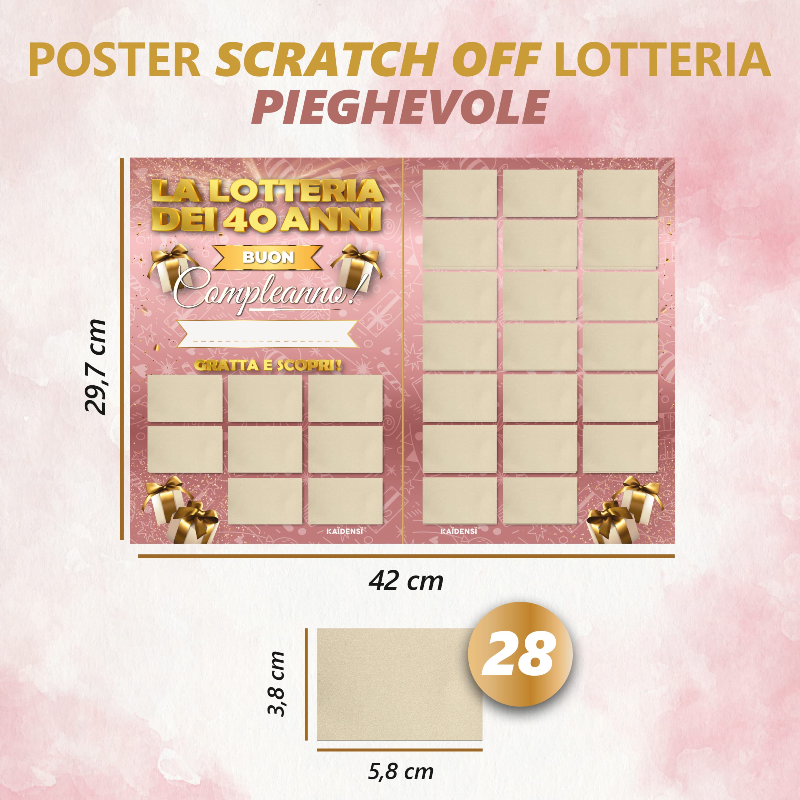 Maxi Gratta e Vinci Personalizzato Gioco Compleanno – Idea Regalo Lotteria del 40enne Versione A3 - Calendario Auguri Grattabile 40 Anni Per Invitati - Regali Divertenti 40 Anni Uomo Donna Originale