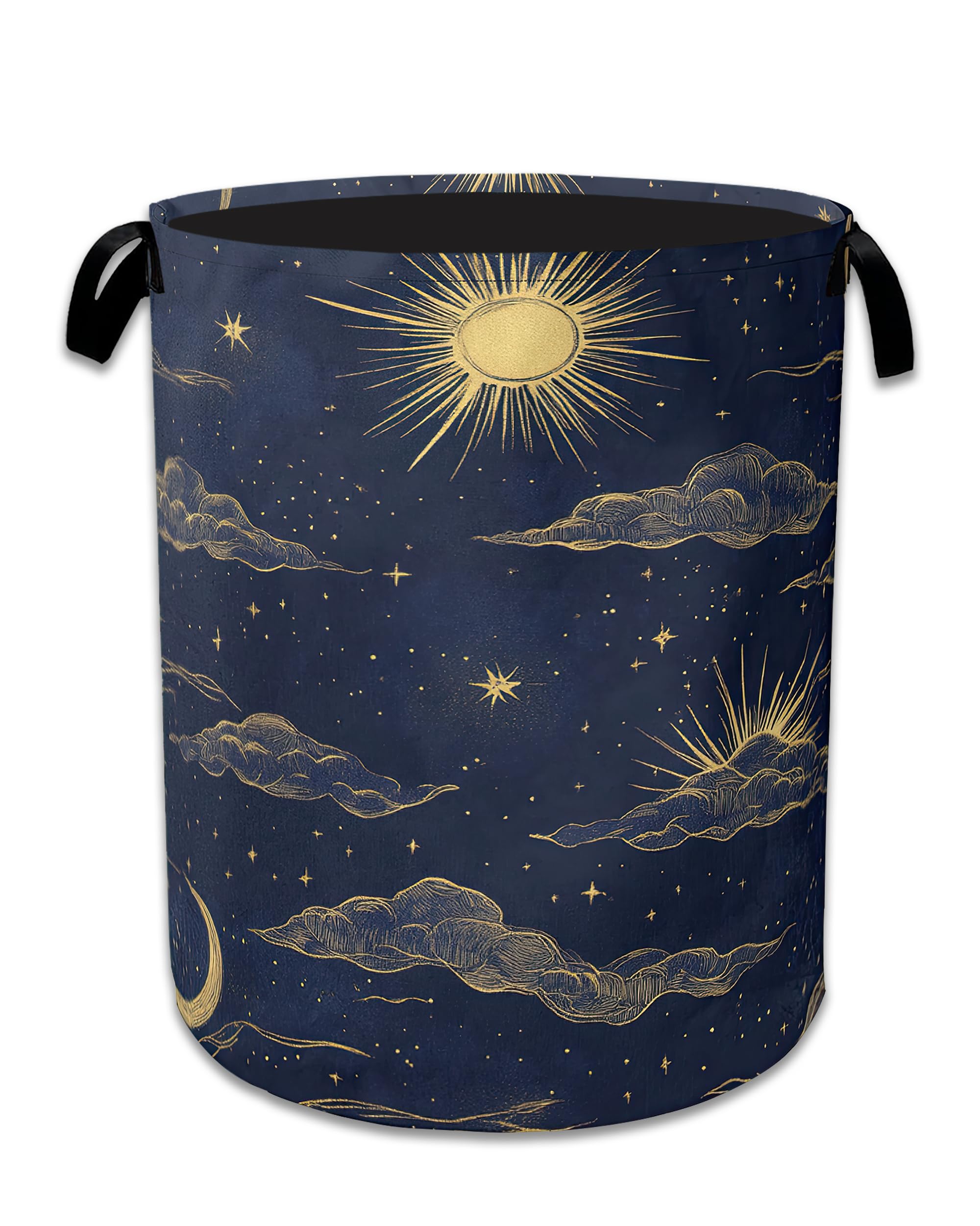 Sun Moon Laundry Basket Collapsible Laundry Hamper Clothes Storage Bin for Bathroom Bedroom Room Decor 16" X 20.8"