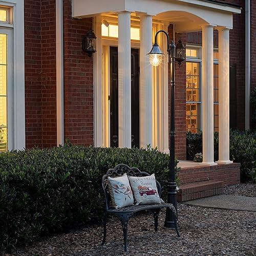 Miniatura 2 de GAMA Sonic Orion - Kit de luz solar para exteriores, de resina negra, estilo industrial, poste de aluminio fundido con luz blanca cálida 2700K