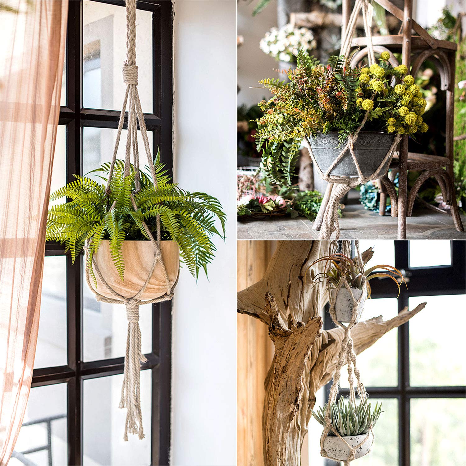 MUSLONG Makramee Blumenampel Verlängerung - 6 Stück Baumwollseil 30cm Für Hängepflanzen