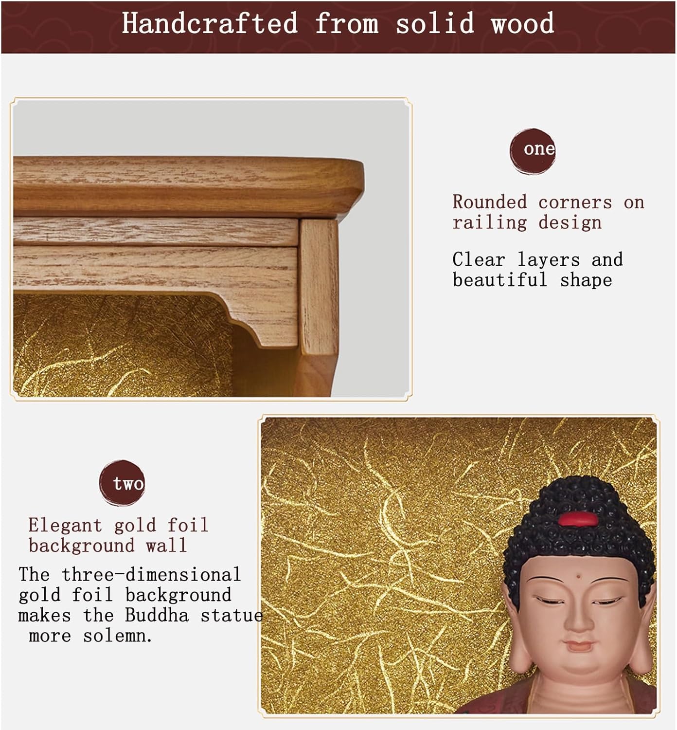 Wall Mounted/Desktop Solid Wood Shrine Buddhist Altar God of Wealth Cabinet Guanyin Cabinet Household Wall Hanging Shrine Altar Table, with Drawer(Dark Walnut,44.5 * 29.5 * 58cm/17.5 * 1