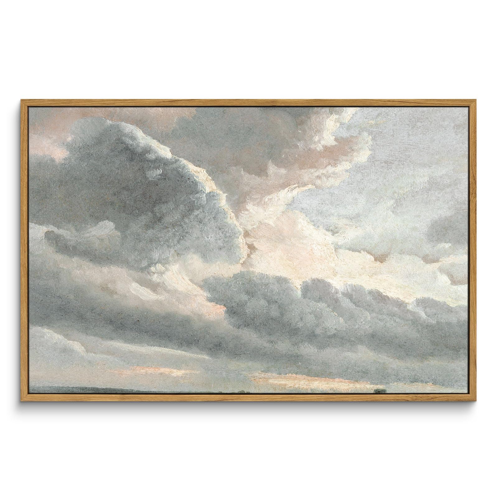InSimSea Framed Canvas Wall Art Vintage Decor, Nature Wall Decor, Large Sky Clouds Sunset Wall Art Prints for Living Room, Classical Retro Paintings for Bedroom Office Home Decoration, 16"x24"