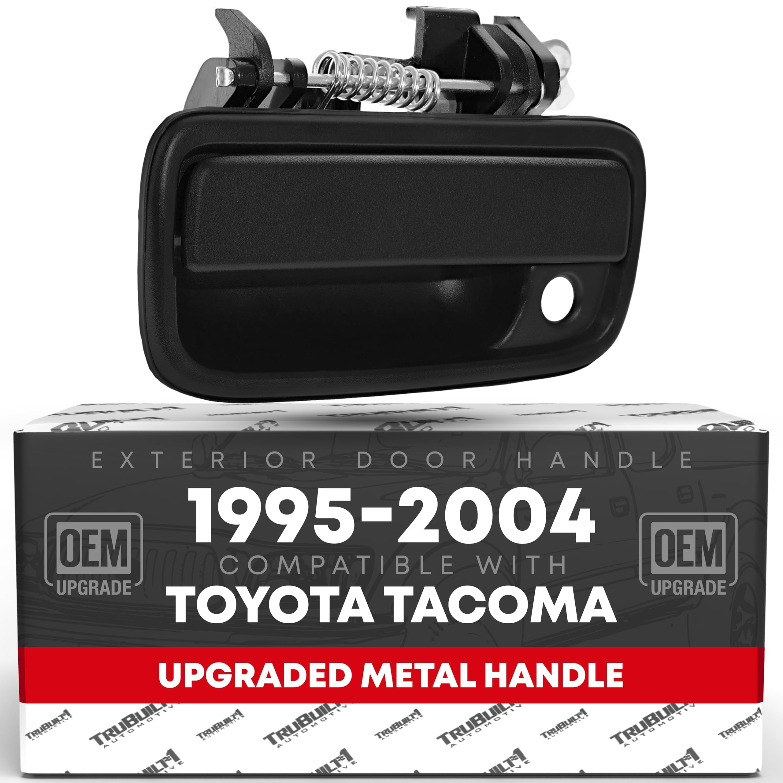 Exterior Front Driver Door Handle Replacement, Upgraded Metal - Compatible with 1995-2004 Toyota Tacoma - Textured Black - OEM 69220-35020, 79344, 91319, TO1310117