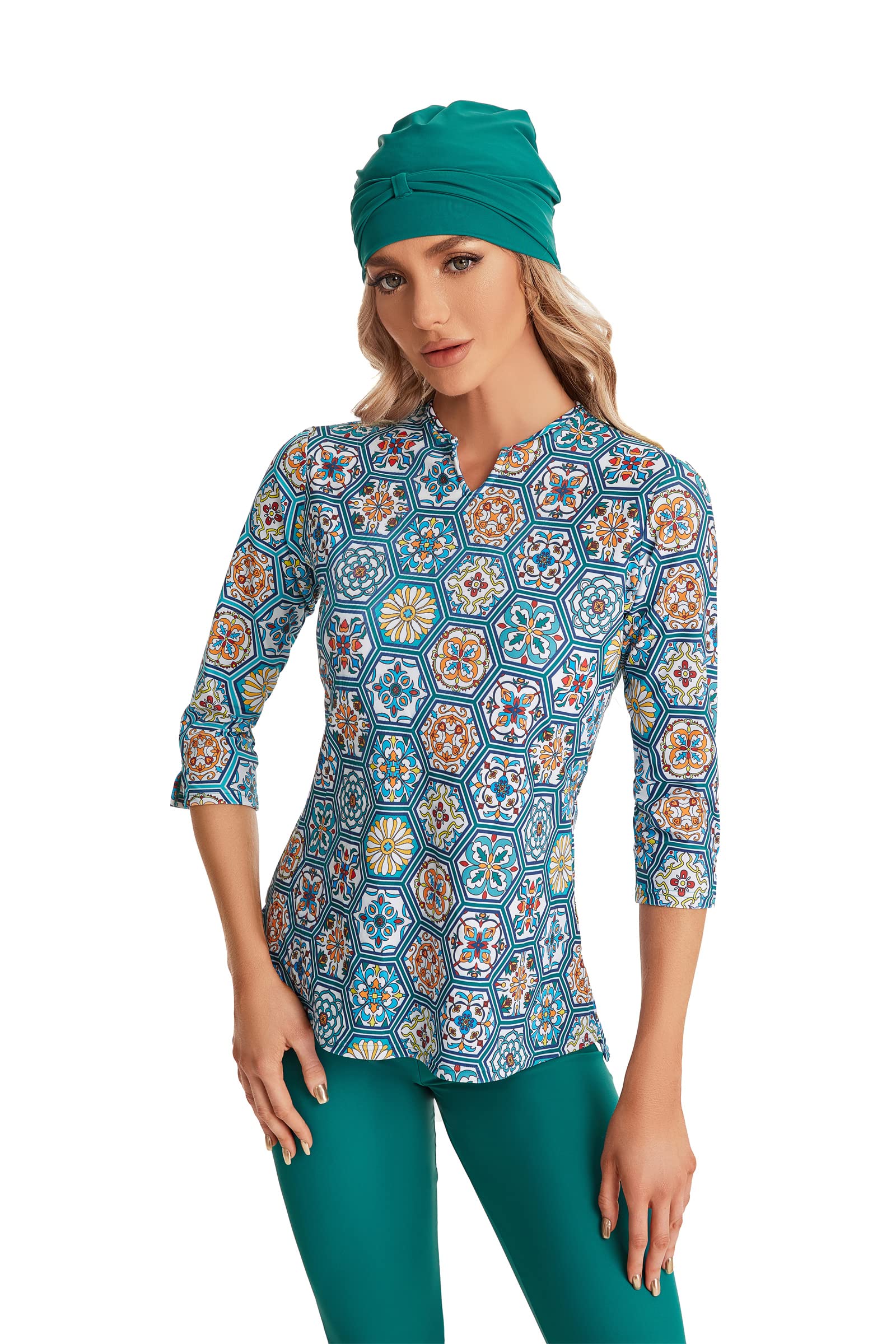 Modest Swimwear Bademode Surfwear 3/4 Short Sleeve Bademode Frauen Mädchen Plus Size Bademode Beachwear