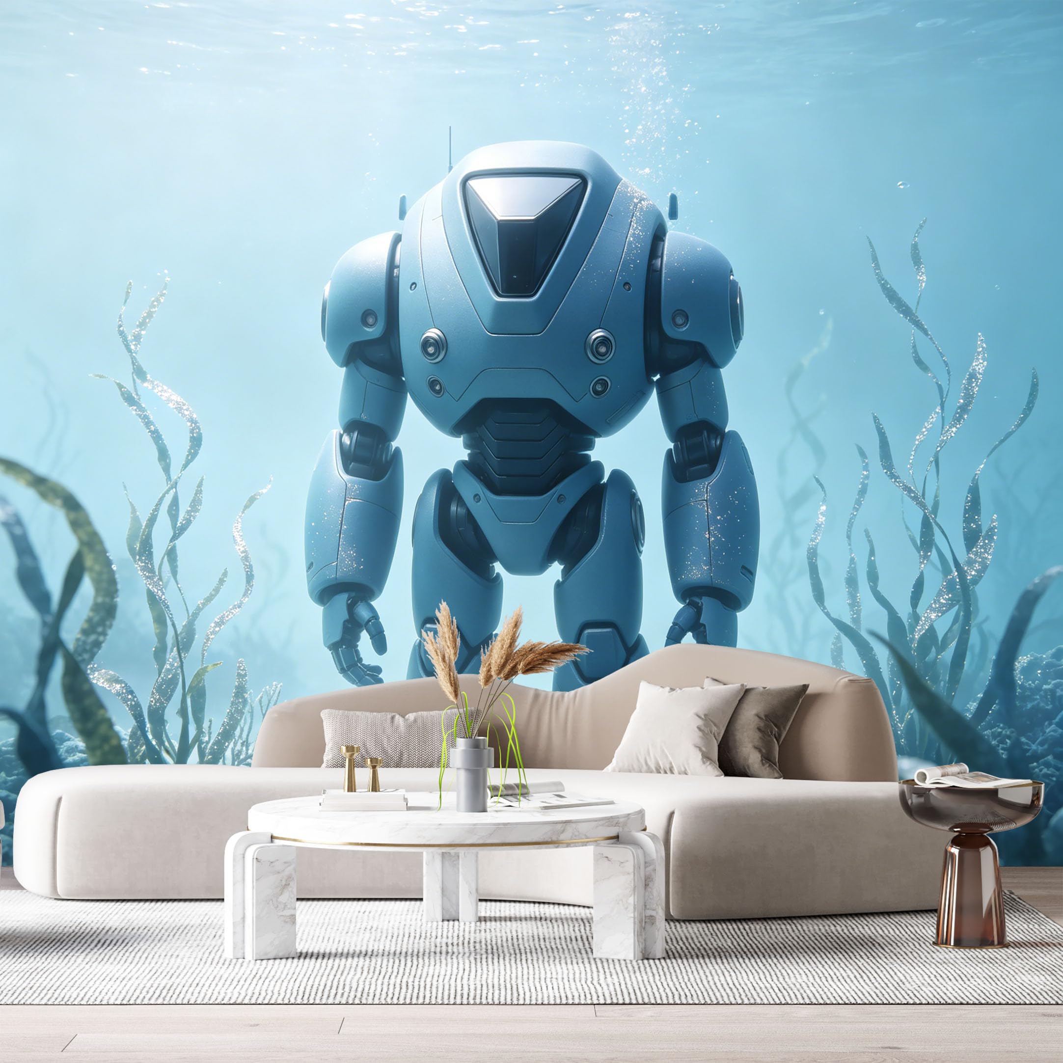 Custom Size Wall Mural Underwater Mech Robot Futuristic Armor SciFi Marine Machinery SelfAdhesive Art Prints Removable Large Wallpaper Boy Bedroom Esports Room Game Room Tenant Room Studio