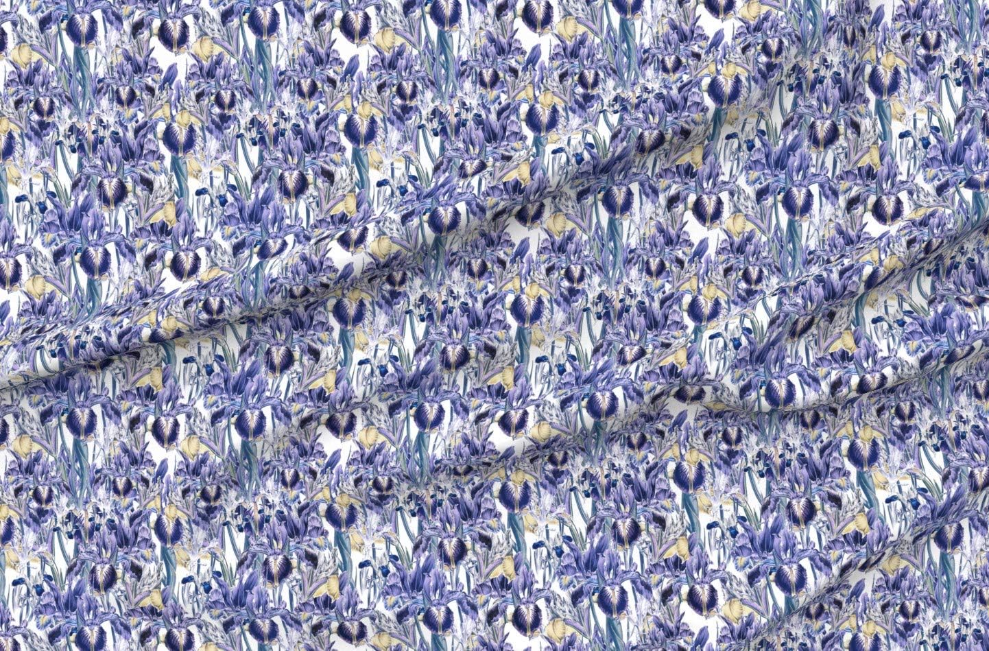 Spoonflower Fabric - Iris Flowers Purple Fashion Home Printed on Organic Cotton Sateen Fabric by The Yard - Sewing Quilting Apparel Home Decor