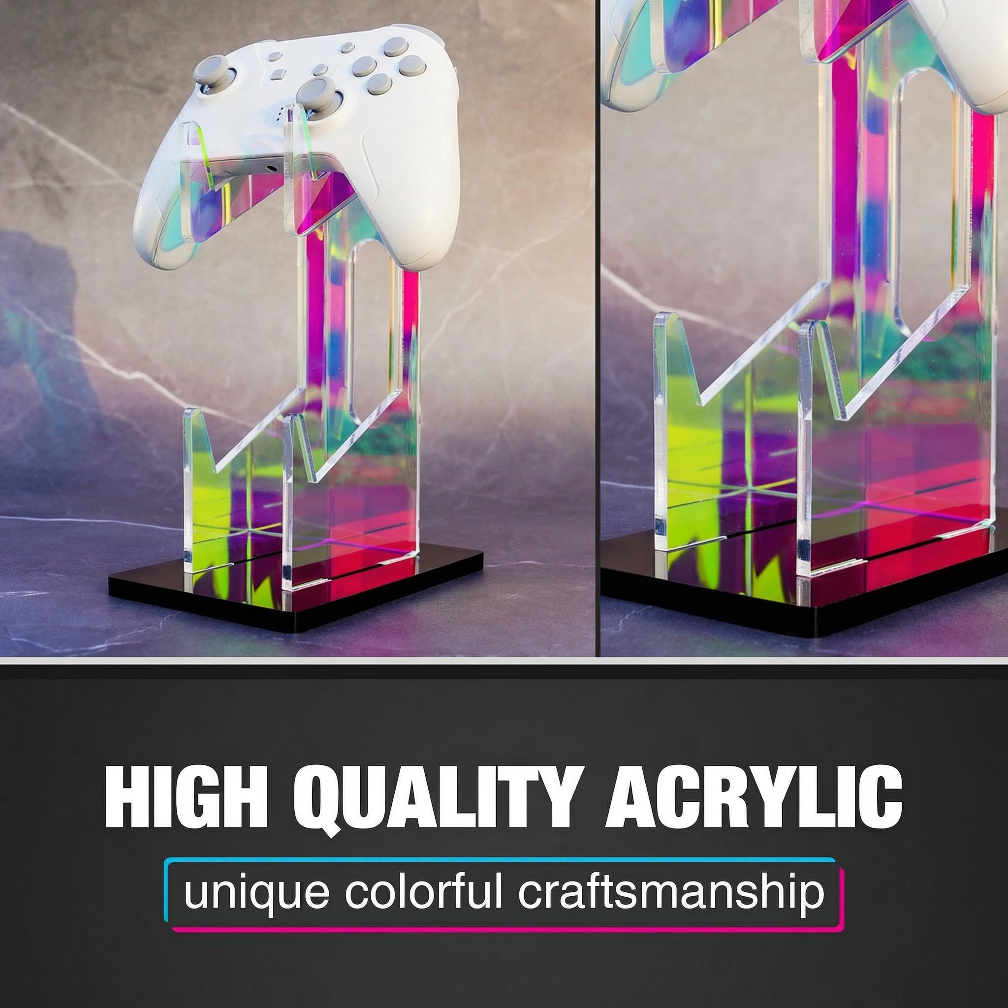 NiHome Supporto universale per controller di gioco a 2 livelli in acrilico iridescente per PS5 Xbox ONE Switch colorato supporto per controller accessori da gioco antiscivolo stabile acrilico