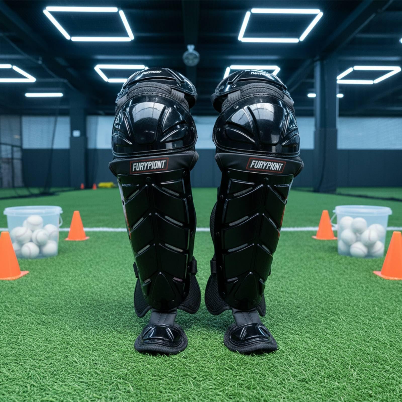 Protezione Gamba Catcher Precurvato Parastinchi da Catcher Regolabile Paraginocchia Baseball per Adulti