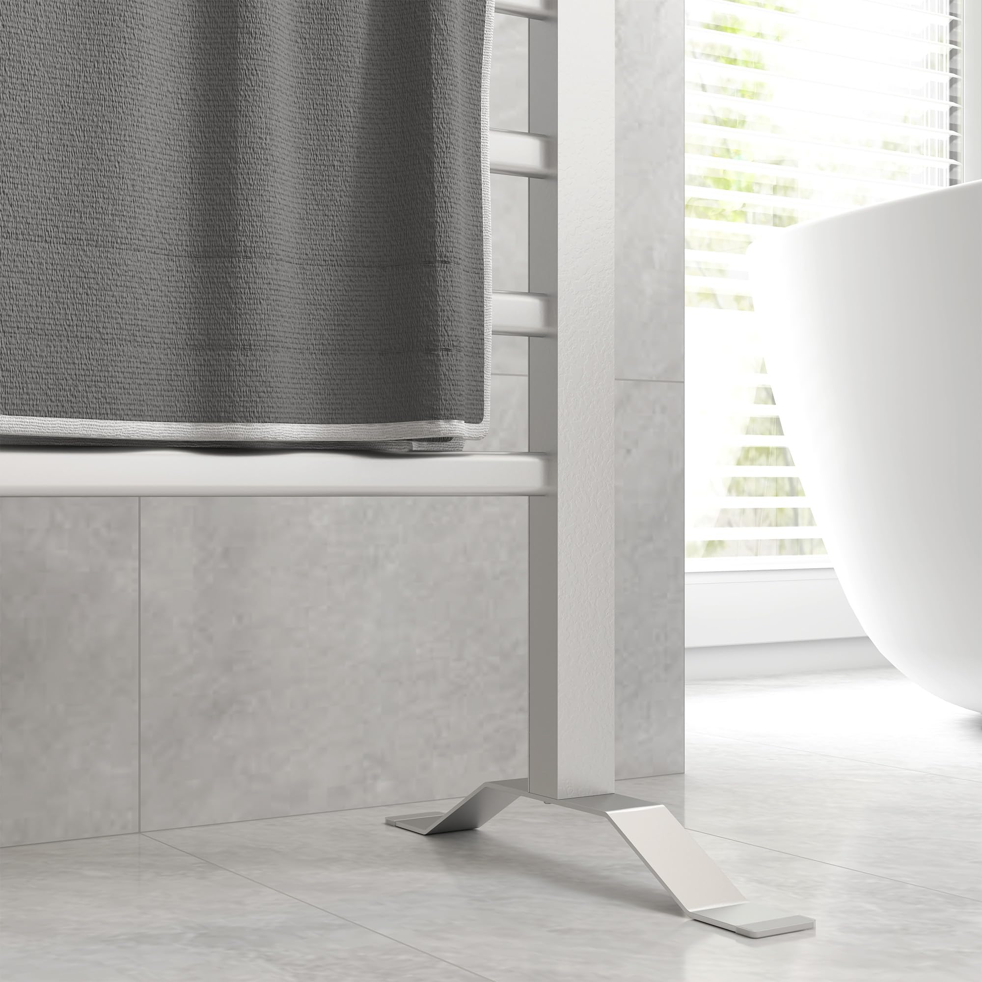 HOMCOM Toallero Eléctrico de Pared o Suelo 150 W Radiador Toallero Eléctrico de Aleación de Aluminio con Función de Temporizador y 8 Barras para Baño 53x35x90 cm Plata