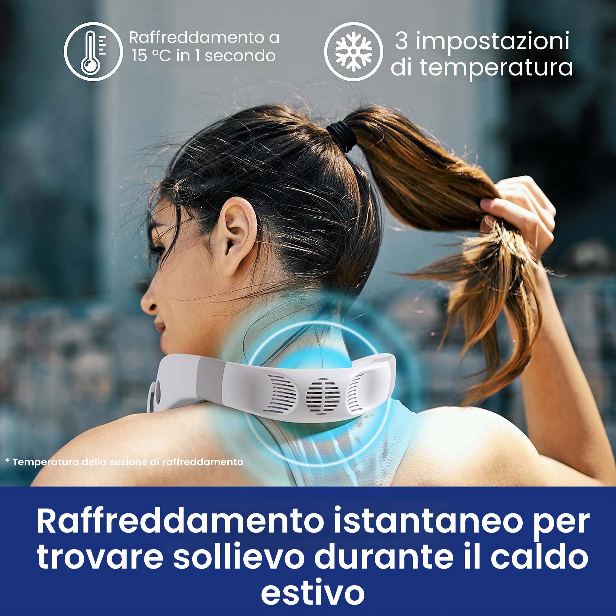 Ventilatore da collo rinfrescante, condizionatore portatile ricaricabile 2 in 1, ventilatore personale portatile con batteria grande da 4400 mAh, design ergonomico