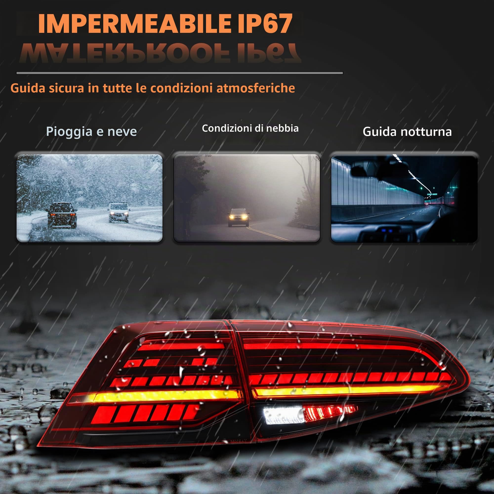 VLAND fanali posteriori compatibili con Golf 7 Golf 7.5 hatchback 2013-2020 [Non per Variant], con indicatori di direzione dinamici, 1 set (rosso)
