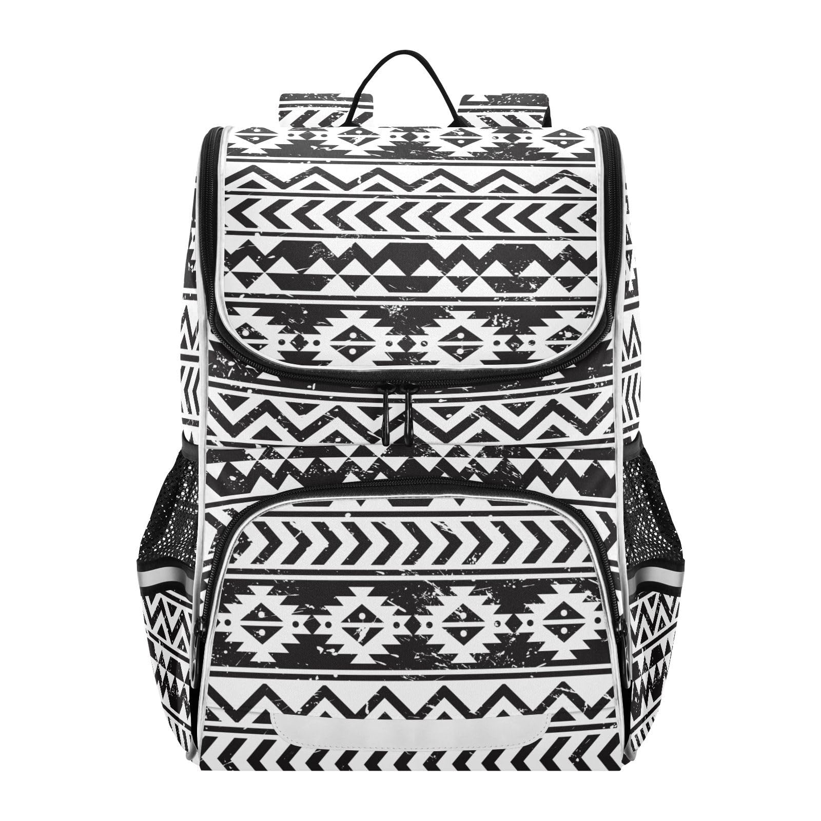 Black Aztec Backpack Large Capacity Printed Student Book Bag for Kids Teenagers Navajo Tribe Print Backpack School Bag
