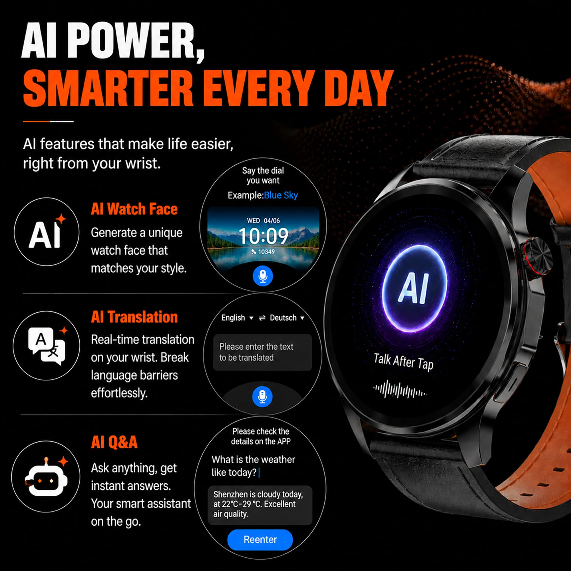 Reloj inteligente para hombre con mapas GPS sin conexión, reloj inteligente AI de 1.46 pulgadas, respuesta de llamadas/texto BT, monitor de frecuencia cardíaca/sueño/análisis de salud, más de 100