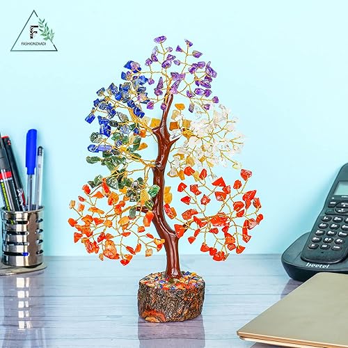 Miniatura 8 de Árbol de la vida de 7 chakras, piedras y energía, árbol de Feng Shui, decoración de piedra natural, árbol artificial espiritual, bola de esfera de