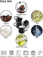 Vista 5 de T-WARE Tazas de café de 12 onzas, juego de 4 tazas negras cerosas, tazas de café de cerámica, tazas de café de color sólido