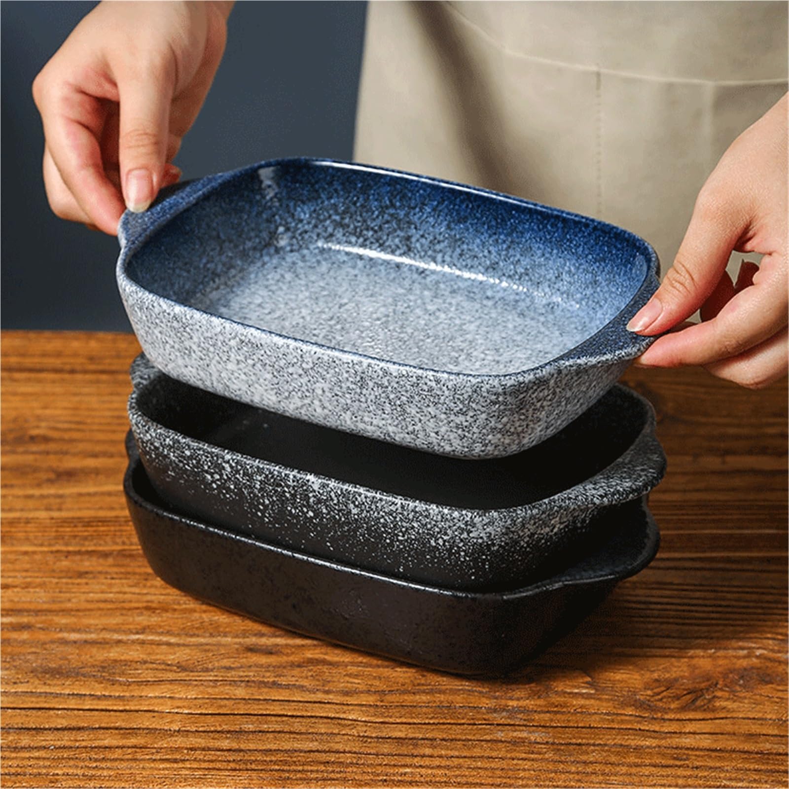 Plat de cuisson rectangulaire en céramique, plat à lasagne adapté Pain