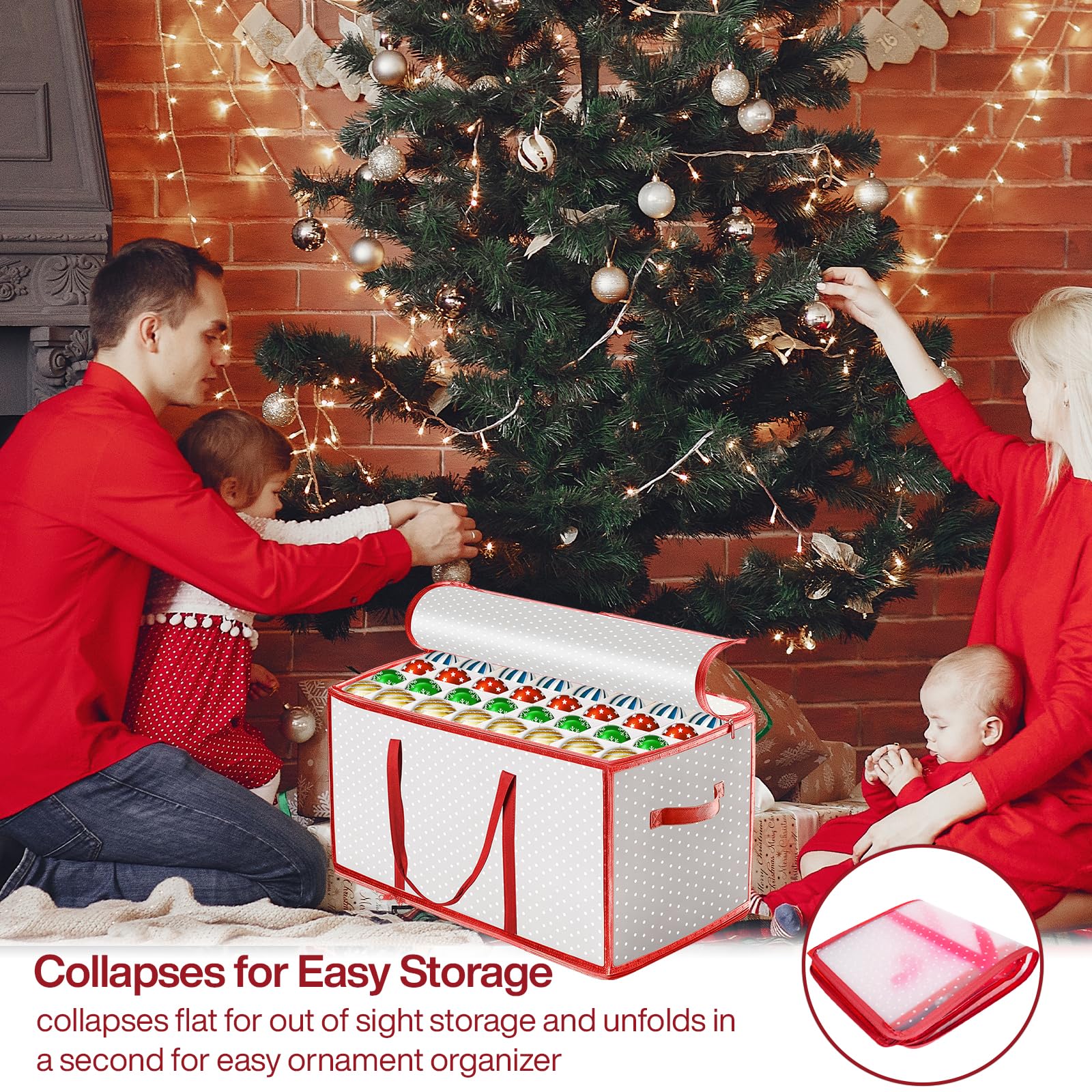 Caja para Guardar Bolas de Navidad, 128 Compartimentos Organizador Bolas Navidad, Caja Bolas Navidad para Guardar Bolas de Navidad, Adornos Navideños, Adornos para el Árbol de Navidad