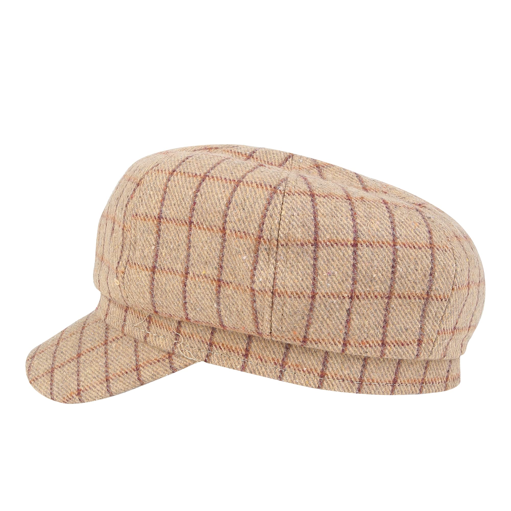 iSWEVEN French Beret Cap All Season Unisex Artist Newsboy Hats, Ascot Cotton British Style Adjustable Women's Caps, WBC8111B (Light Brown, Free Size) - Image 6 thumbnail