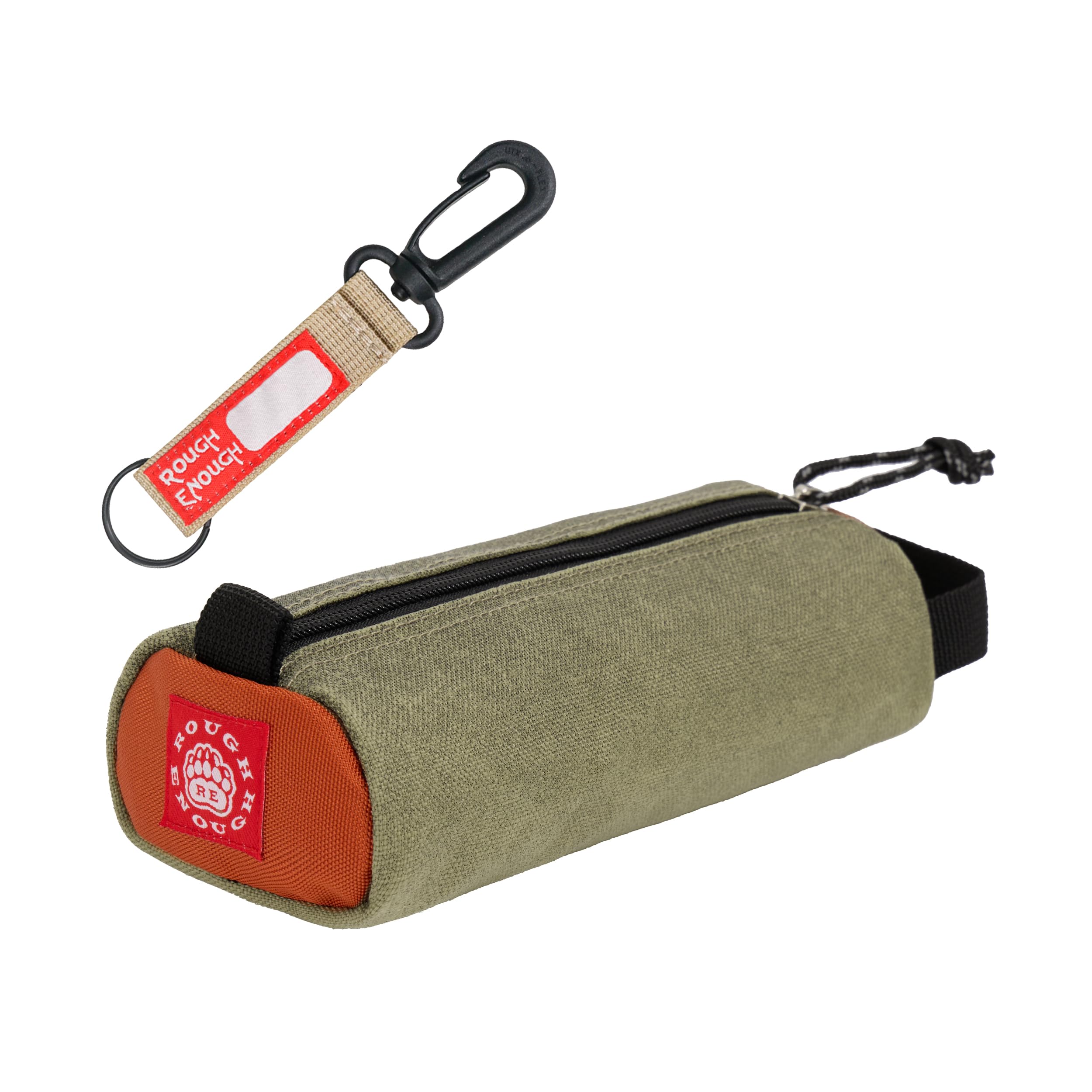 Rough Enough Small Cute Pencil Case Pouch for Kids Boys Girls Pen Case Organizer for Men Adults Stationary Art Supplies Case EDC Zipper Pouch with Handle Keychain for School Office Car Military Beige