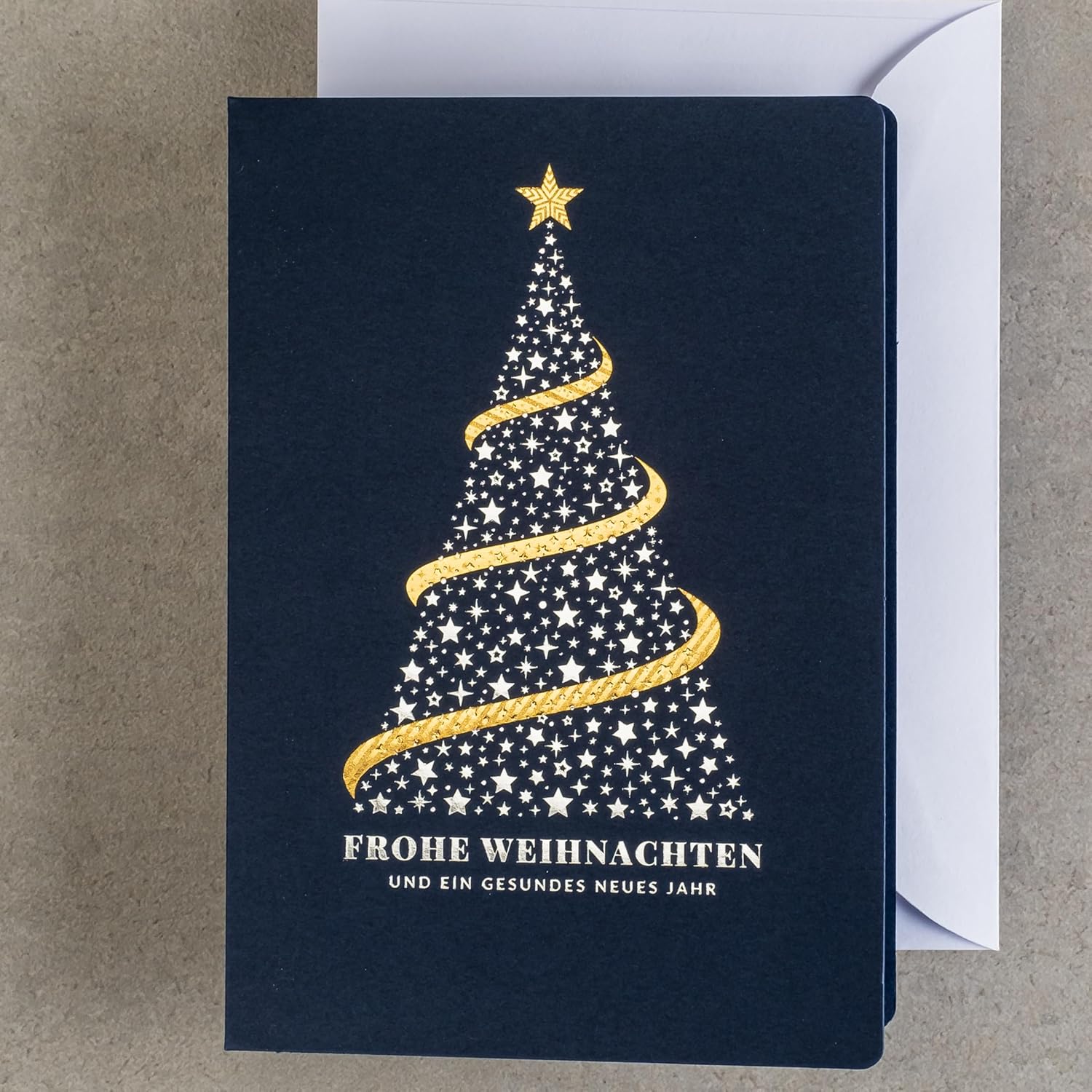 Exclusive Christmas Cards - Set of 10 Same Cards, 120 x 170 mm, Gold-Plated and Embossed Christmas Motifs - Made from Jewellery Paper with Inserts and Envelopes