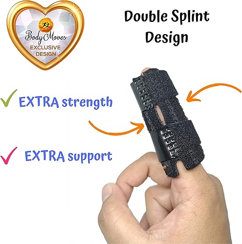 Miniatura 2 de BodyMoves 2 férulas de dedo de soporte sólido de doble cara más 2 mangas edición 2020 (negro medianoche)
