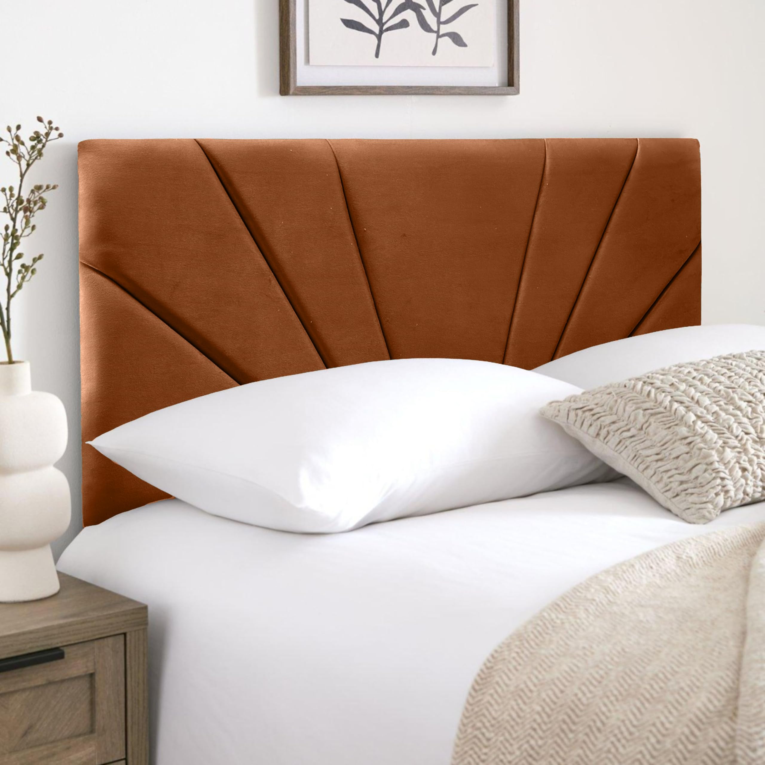 HB-1 Headboards for Beds – Butterfly 24'' Divan Bed Headboard – Headboards for Divan Beds, Bedroom & Hotel Furniture, Elegant Soft Plush Fabric Head Board (Burnt Plush, 6FT Super King) — image 1