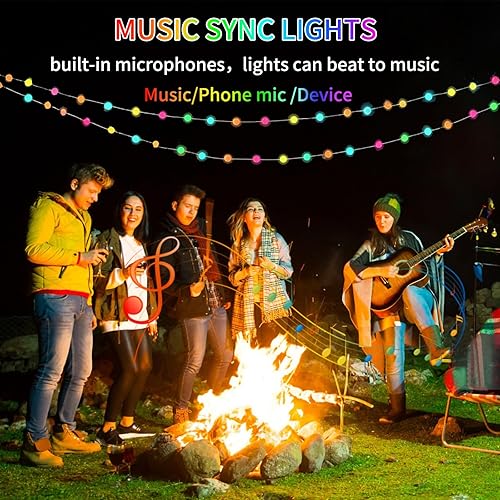 Miniatura 5 de Luces inteligentes de hadas, 33 pies, 66 luces LED, luces de tienda de campaña para fiesta con aplicación, sincronización de música, luces de cadena