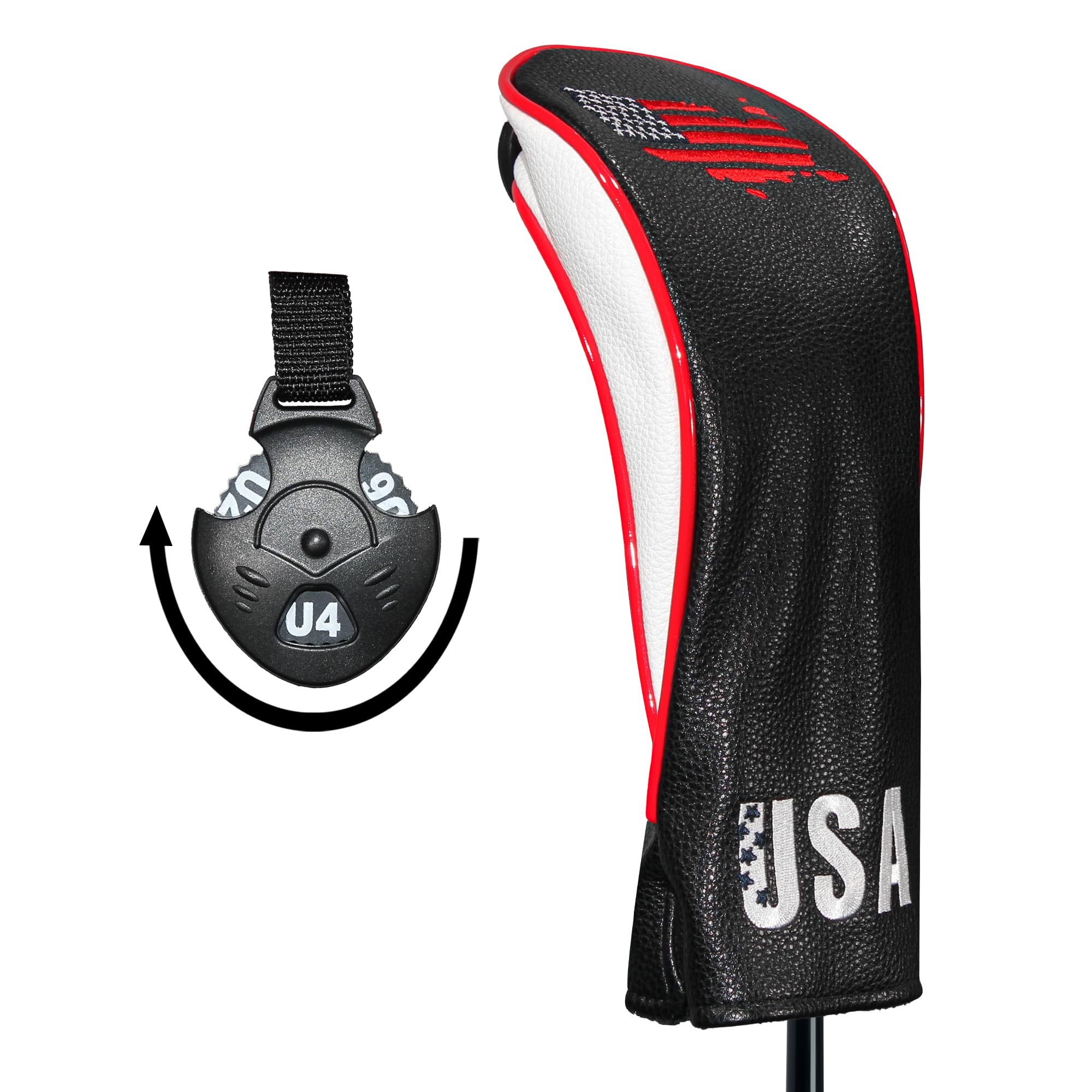 Golf Club Head Covers,4pcs or 1pc USA Golf Head Covers for Woods and Driver Fairway Hybrid - PU Leather Mallet Blade Putter for Men Women Golf Enthusiast