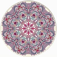 Vista 25 de Mantel redondo ajustable con borde elástico, patrón de mandala marrón en poliéster estampado oscuro, tamaño XL, se adapta a mesas redondas de hasta