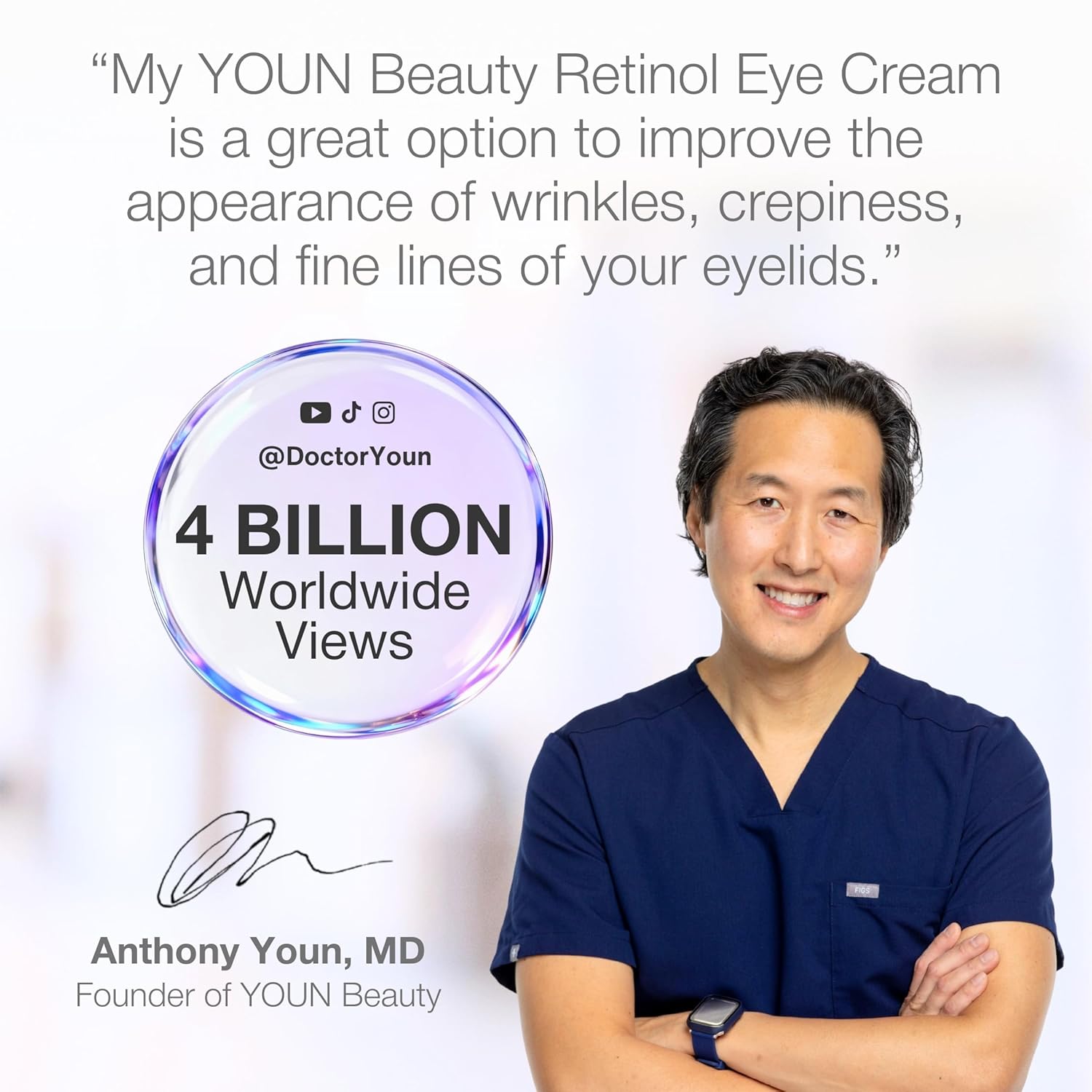YOUN Beauty Retinol Eye Cream by Plastic Surgeon Dr. Anthony Youn | Paraben-Free Night Eye Cream with Liposomal Retinol & Hyaluronic Acid | Under Eye Cream for Hydration and Skin Firming, 1 Fl Oz - Image 5