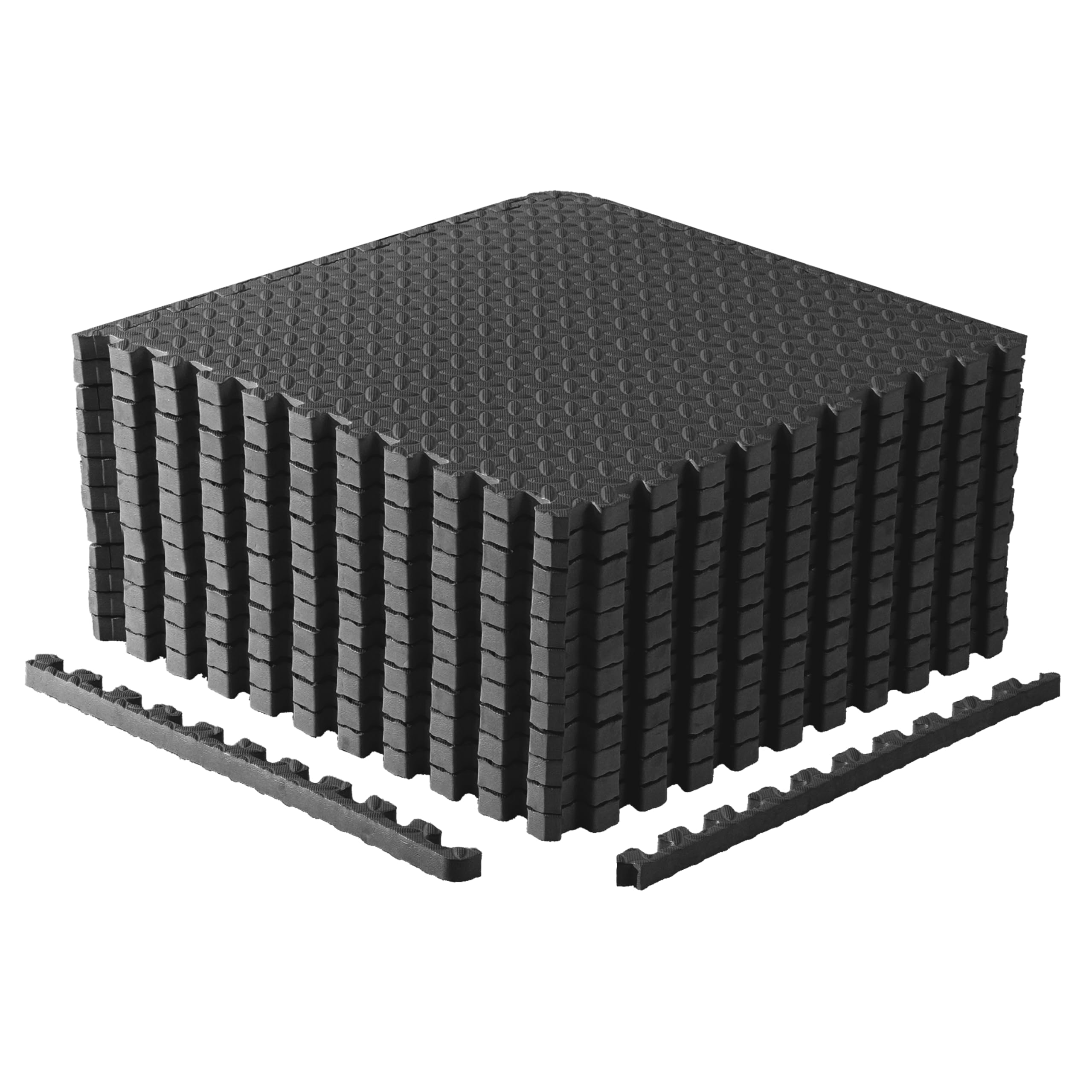 cap set of 2 25lbs puzzle exercise mats | 1” thick eva interlocking foam tiles for home gym flooring | multiple options