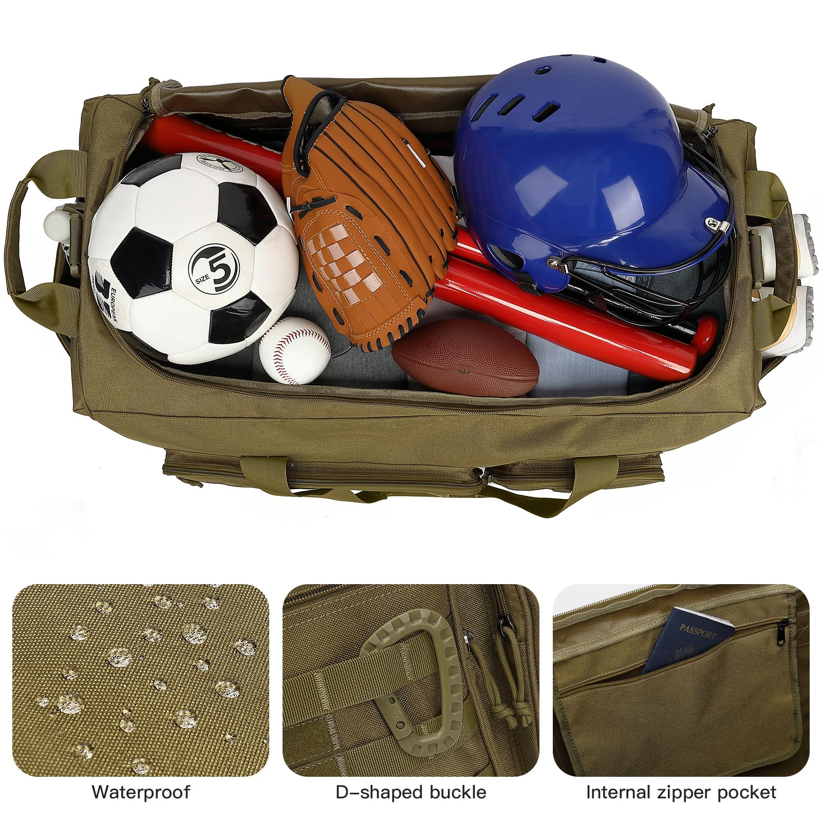 Torby podróżne 120 l dla mężczyzn, wytrzymała torba kempingowa, 80 cm, bardzo duża torba sportowa XL, Brązowy, xl travel duffle bag 120l