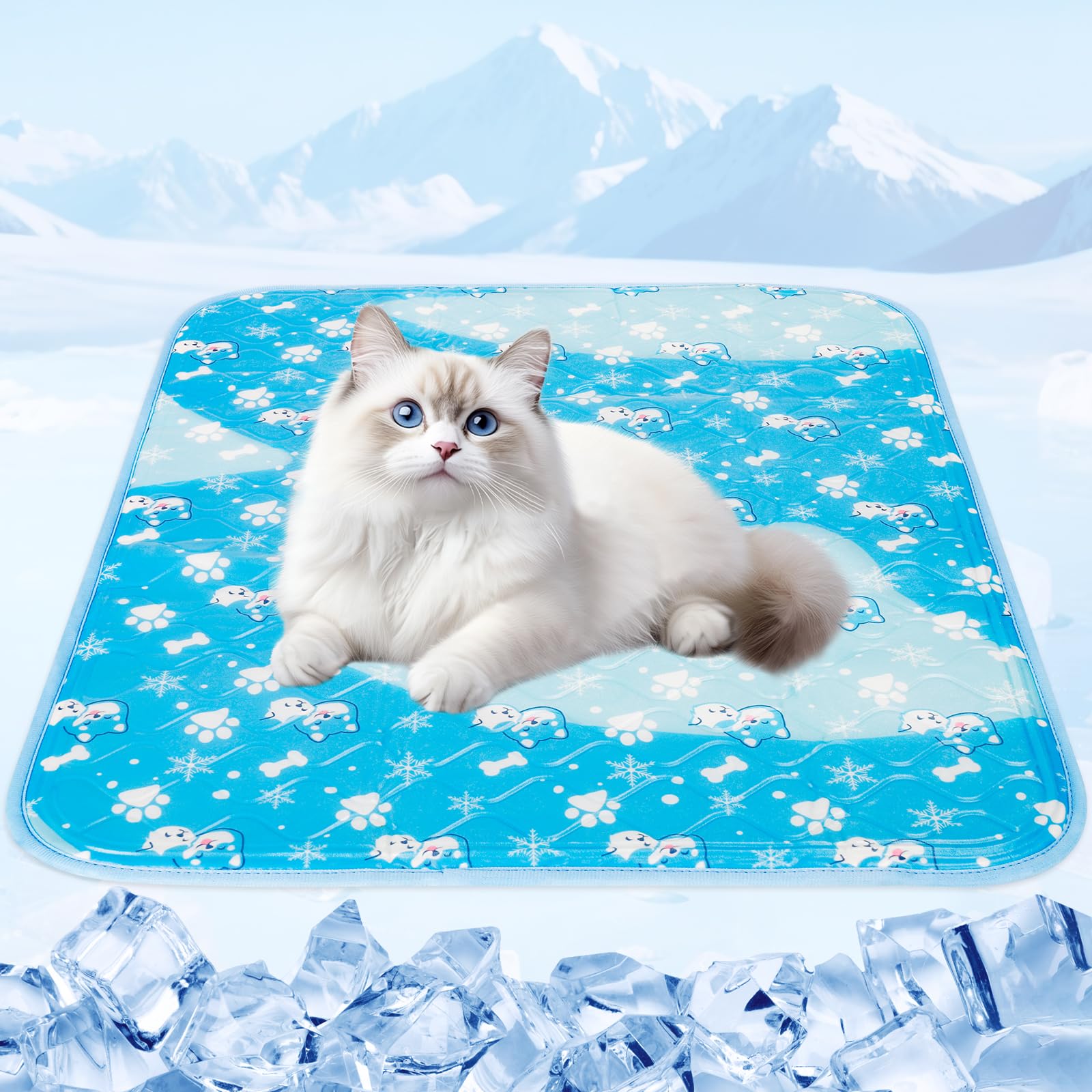 Tsmertor Dog Cooling Mat, Portable 50x40cm Pet Gel Self Cooling Pads Mat for Dogs Waterproof&Scratch-Resistant