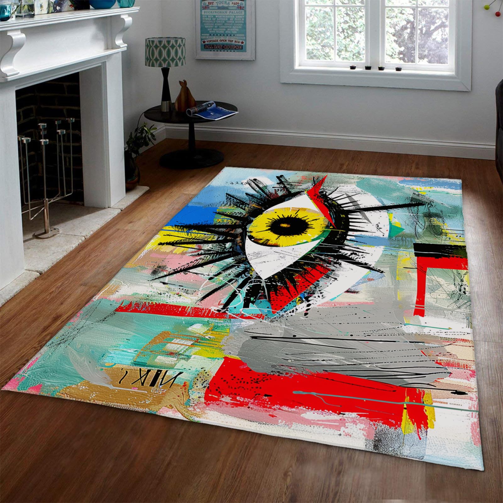 Tapis de salon extra large graffiti vintage doux antidérapant 80x150cm