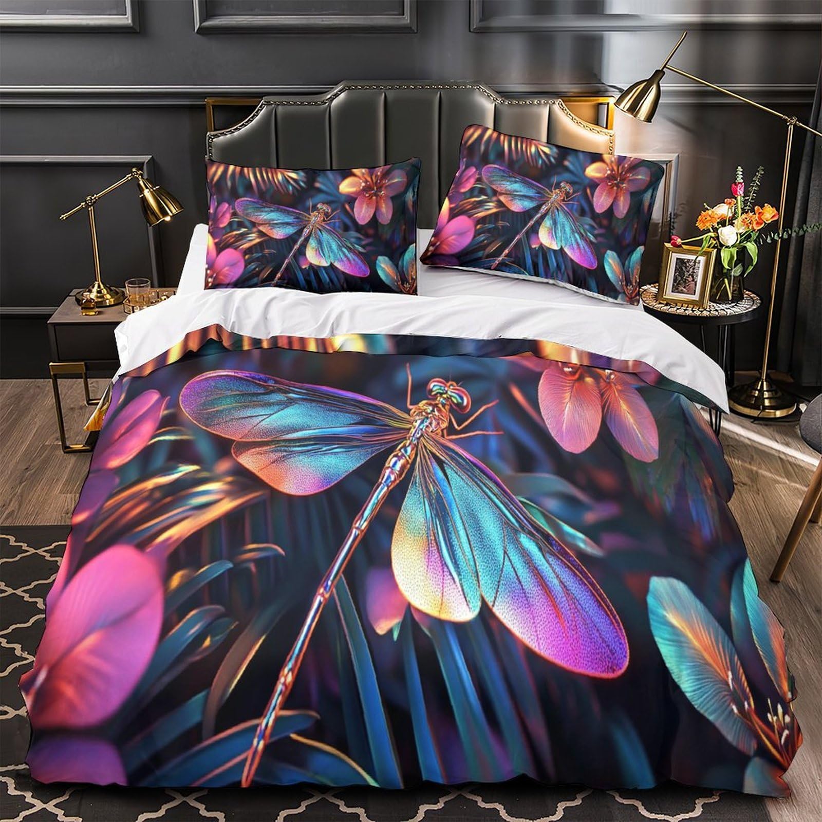 Parure de couette libellule colorée pour illuminer la chambre d'amis