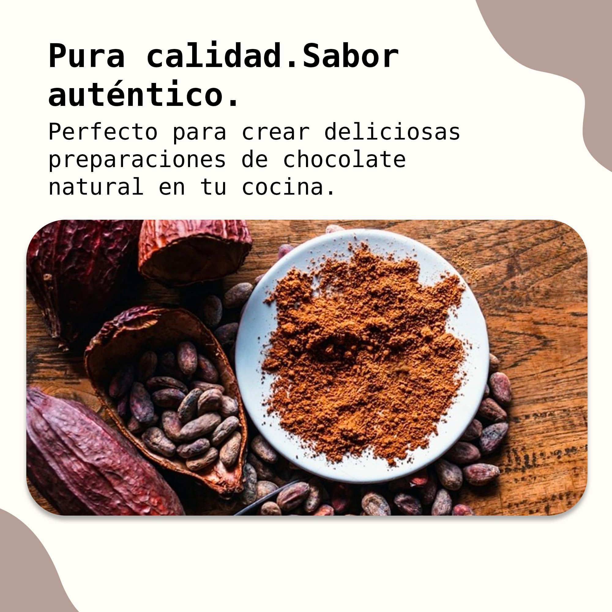 1 kg de cacao crudo ecológico en polvo sin azúcar de Perú | 100% natural | Polvo de cacao crudo | Pack de reserva | rawster