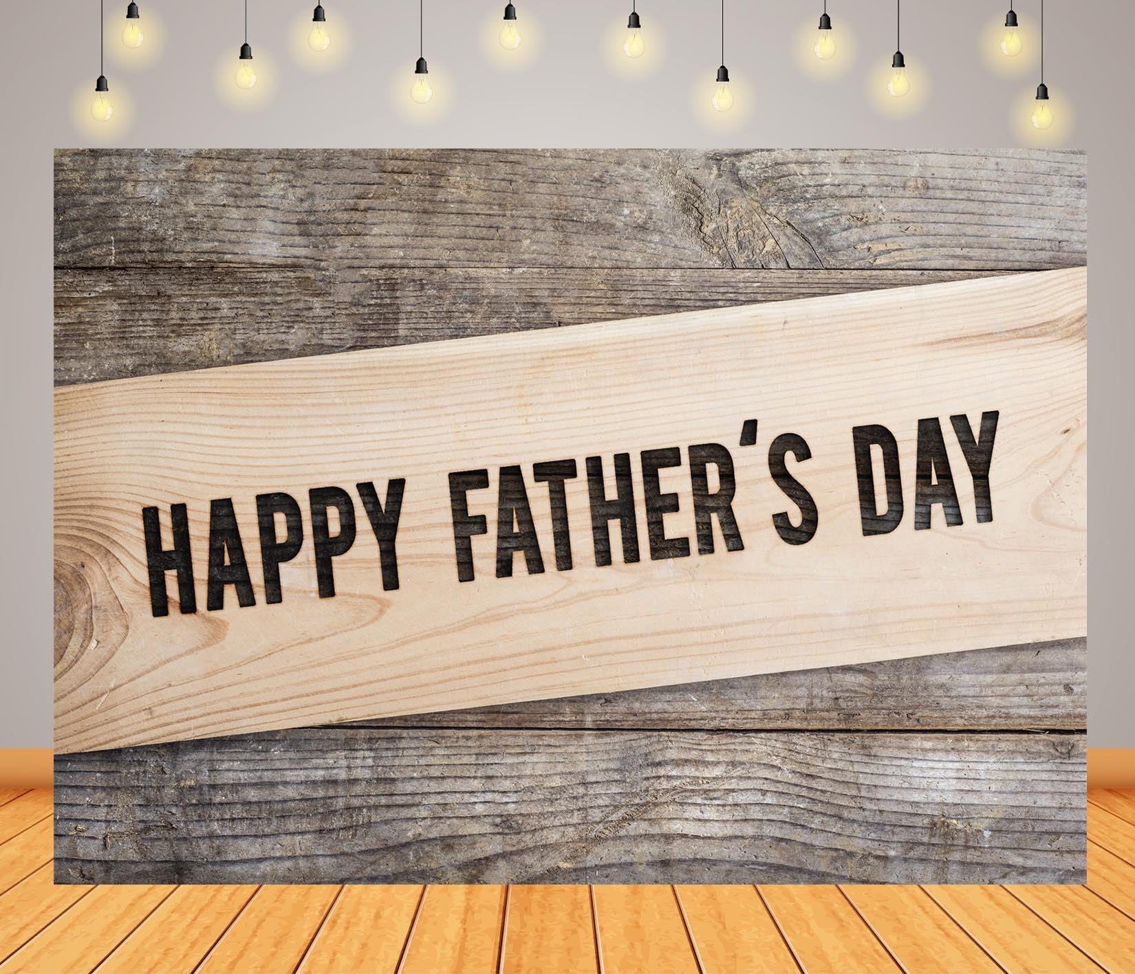 Loccor 10x8ft Fabric Happy Father Day Backdrop Rustic Wooden Board Happy Fathers Day Sign Background for Happy Father's Day Banner Photo Studio Props