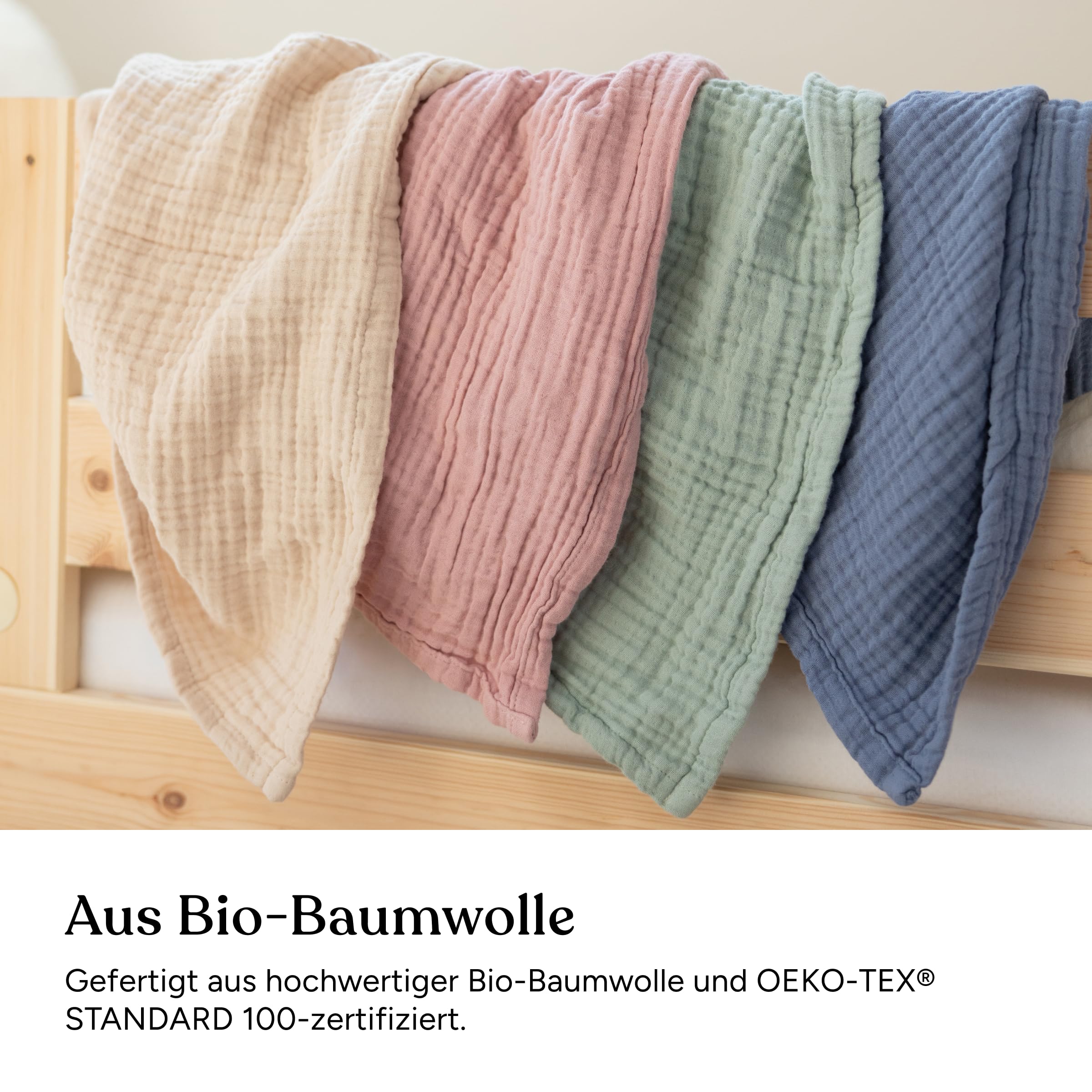 Ehrenkind Tagesdecke Waffelpiqué Jade 230 x 250 cm – Bettüberwurf aus 100% Bio-Baumwolle, Oeko-TEX® Zertifiziert