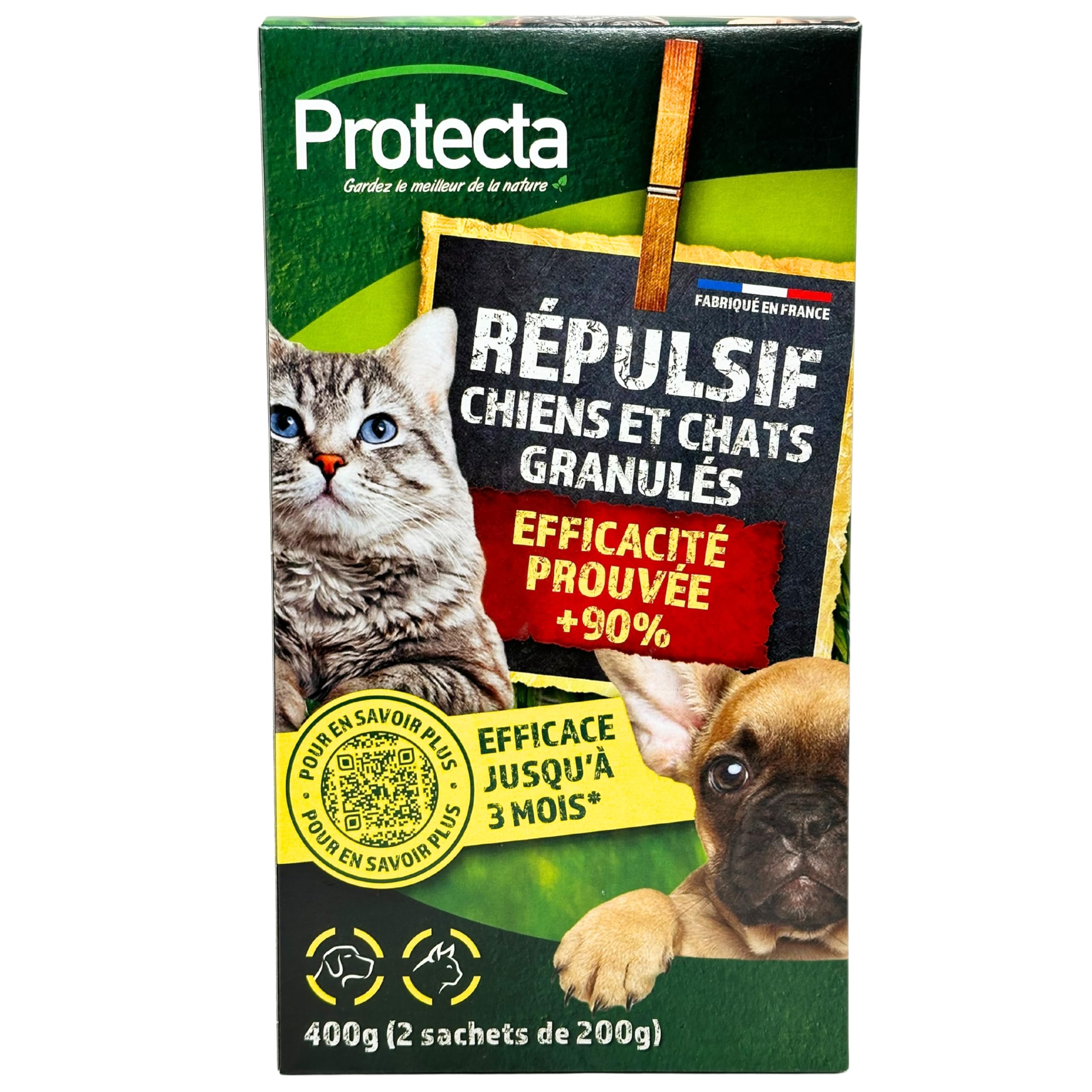 Protecta – Granulés Répulsifs Chiens Et Chats 400g, à Base D’huiles Essentielles, Efficacité 90%, Durée 3 Mois