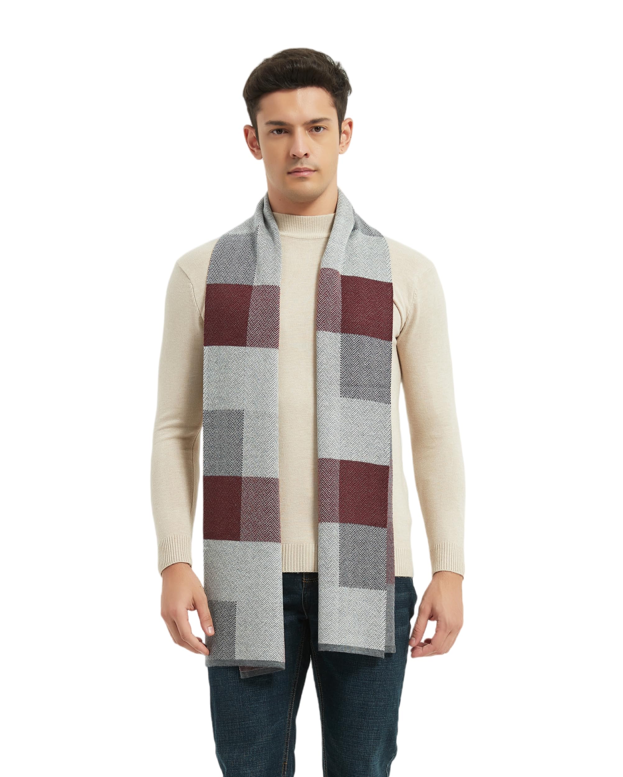 Mens Winter Cashmere Scarf Long Plain Warm Soft Scarves for Men (10 Colors)-image-35