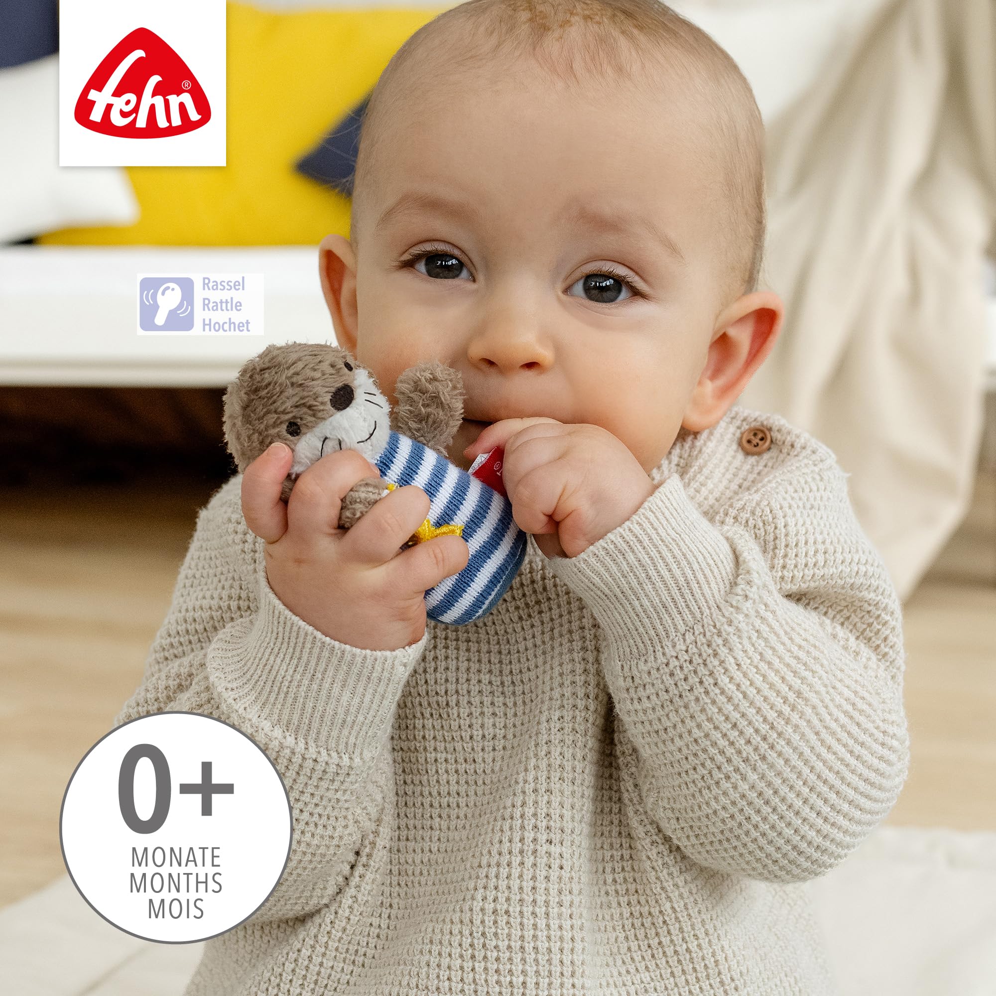 Mini-Rassel Otter – Mini-Greifling zum Rasseln, Fühlen, Spielen mit kuschelweichem Stoff-Tier – ein treuer Begleiter für Babys und Kleinkinder ab 0+ Monaten - 4