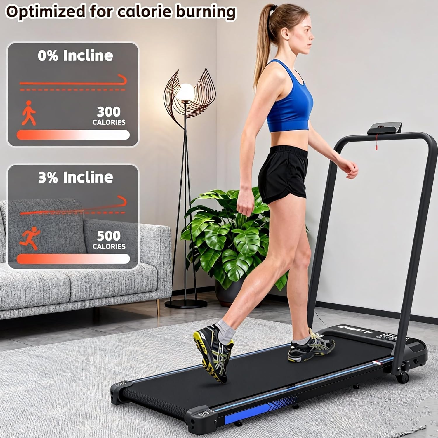 3 in 1 Under Desk Treadmill, Foldable Treadmills for Home Jogging, 2.5HP Portable Treadmill with Remote Control & LED Display, Walking Pad with Handle Bar and Incline,265LBS