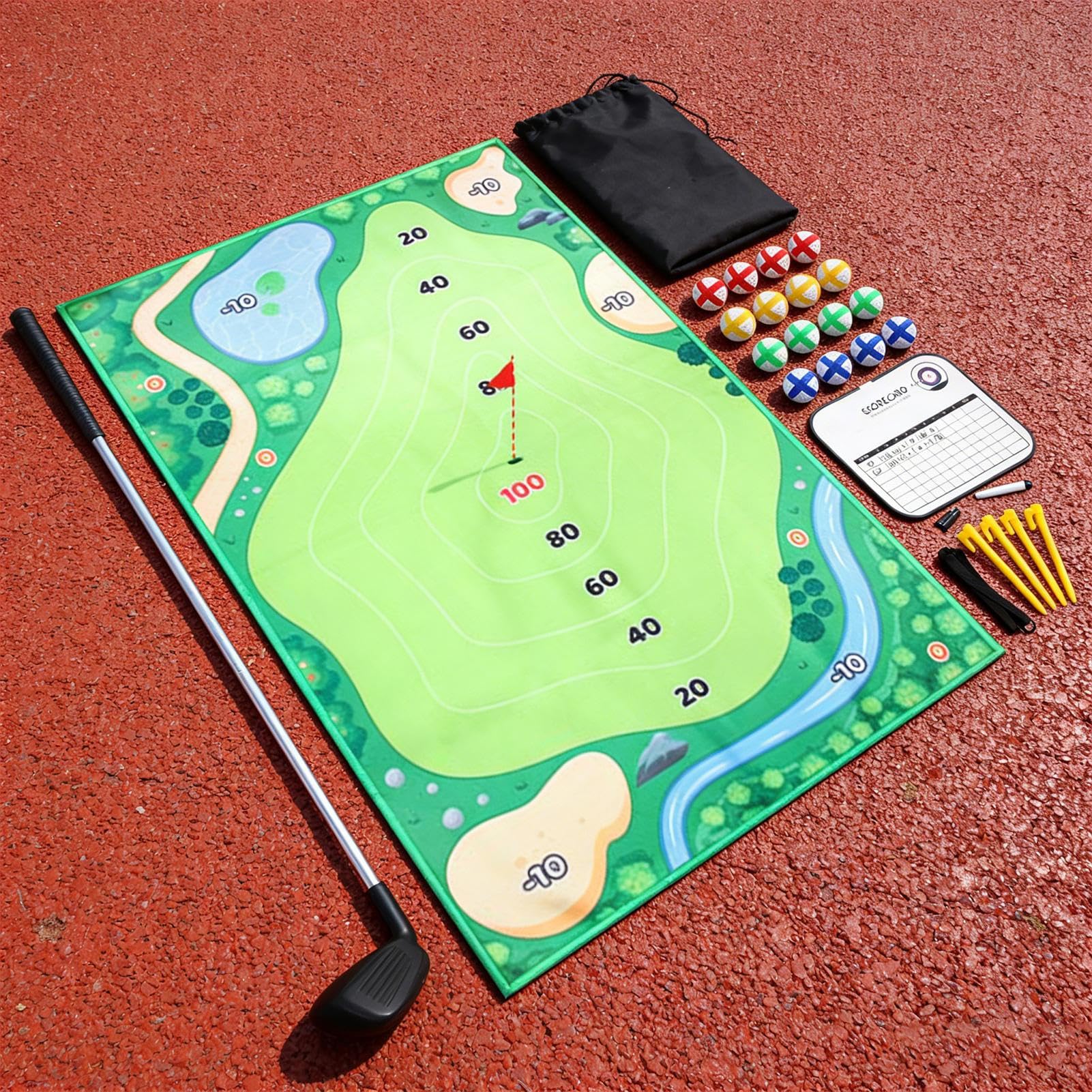Gra Chipping przenośna i duża, składana, lepka huśtawka | Mata do treningu golfowego i zabawka sportowa do ogrodu, na taras, trawnik, park