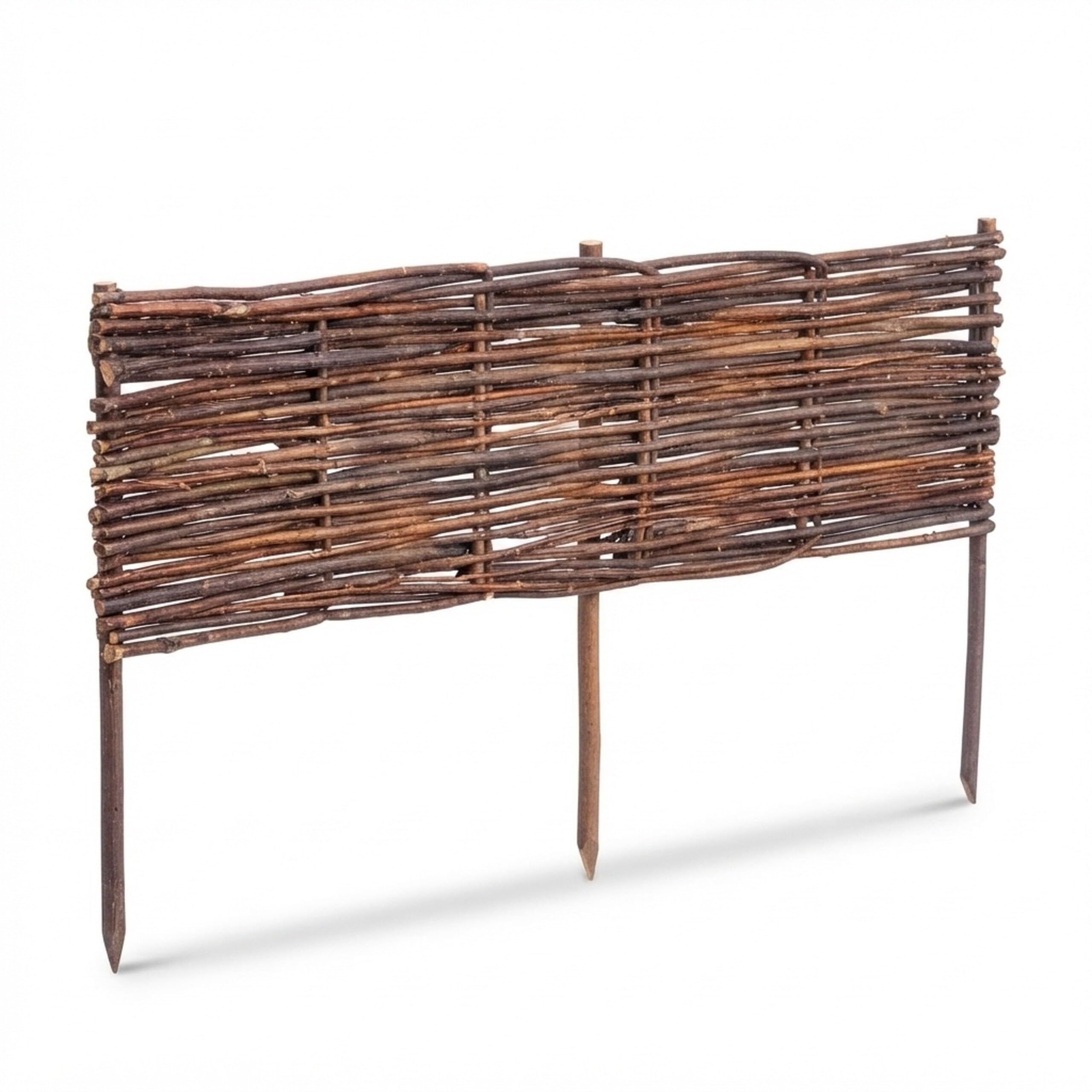 Relaxdays Bordura per aiuole, Vimini, Set 5 pz, A x L: 20 x 100 cm, da infilare, aiuole e Prato, Bassa, Marrone
